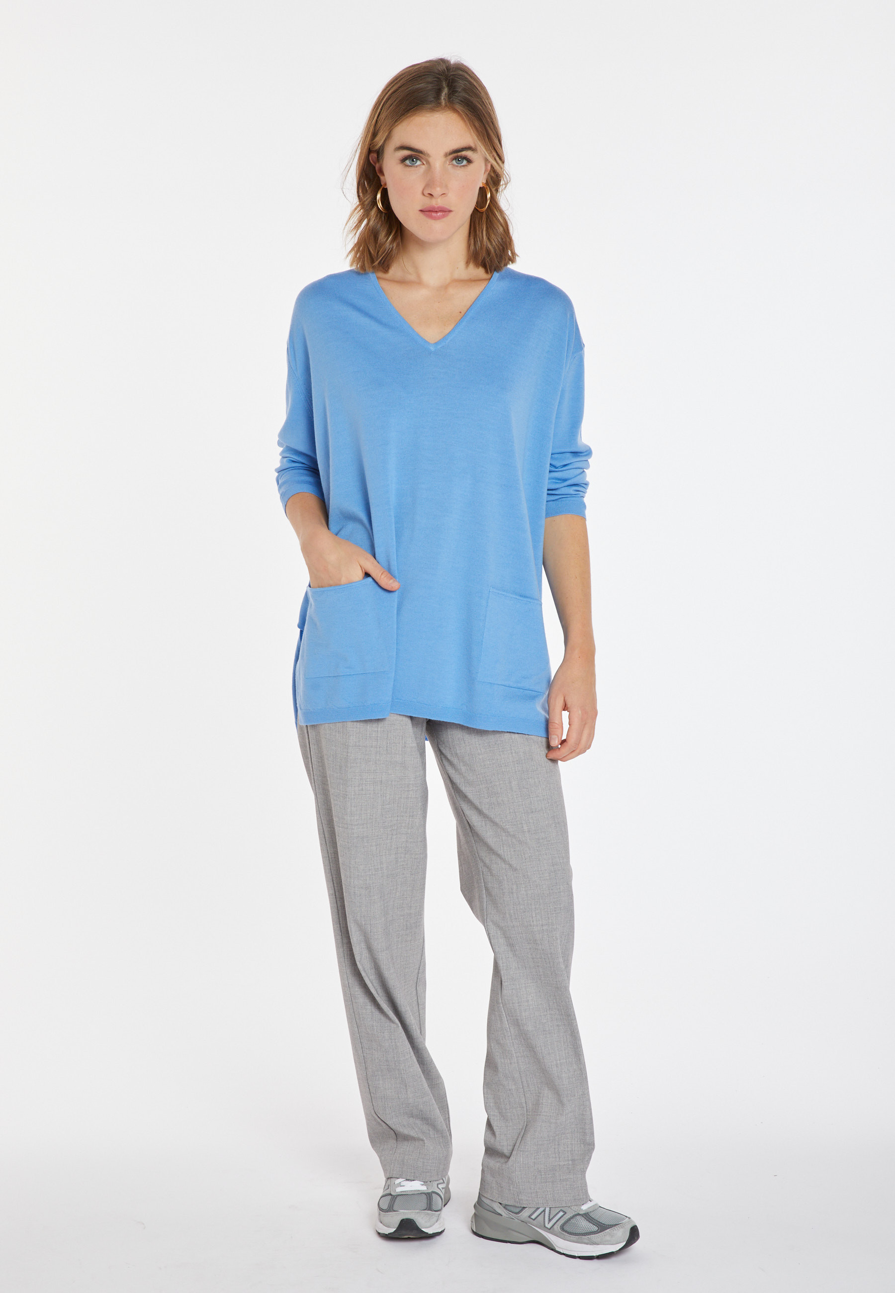 Loose-fitting merino wool sweater with pockets - Albertine