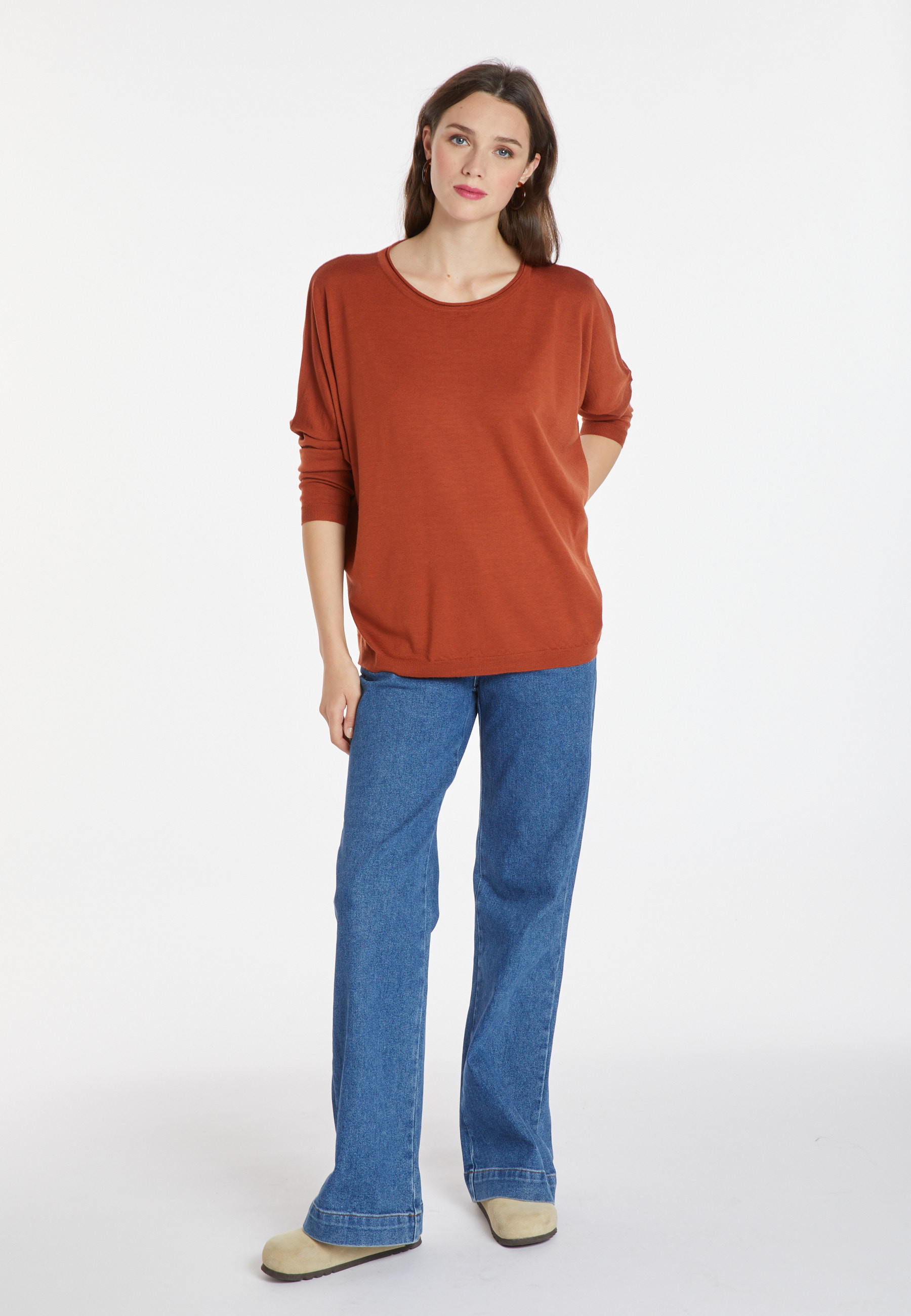 Loose-fitting round-neck sweater in merino wool - Azel