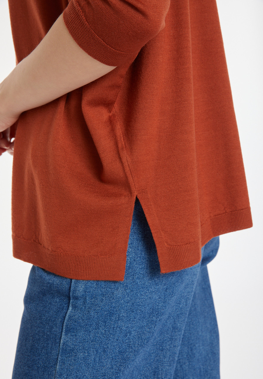 Loose-fitting round-neck sweater in merino wool - Azel