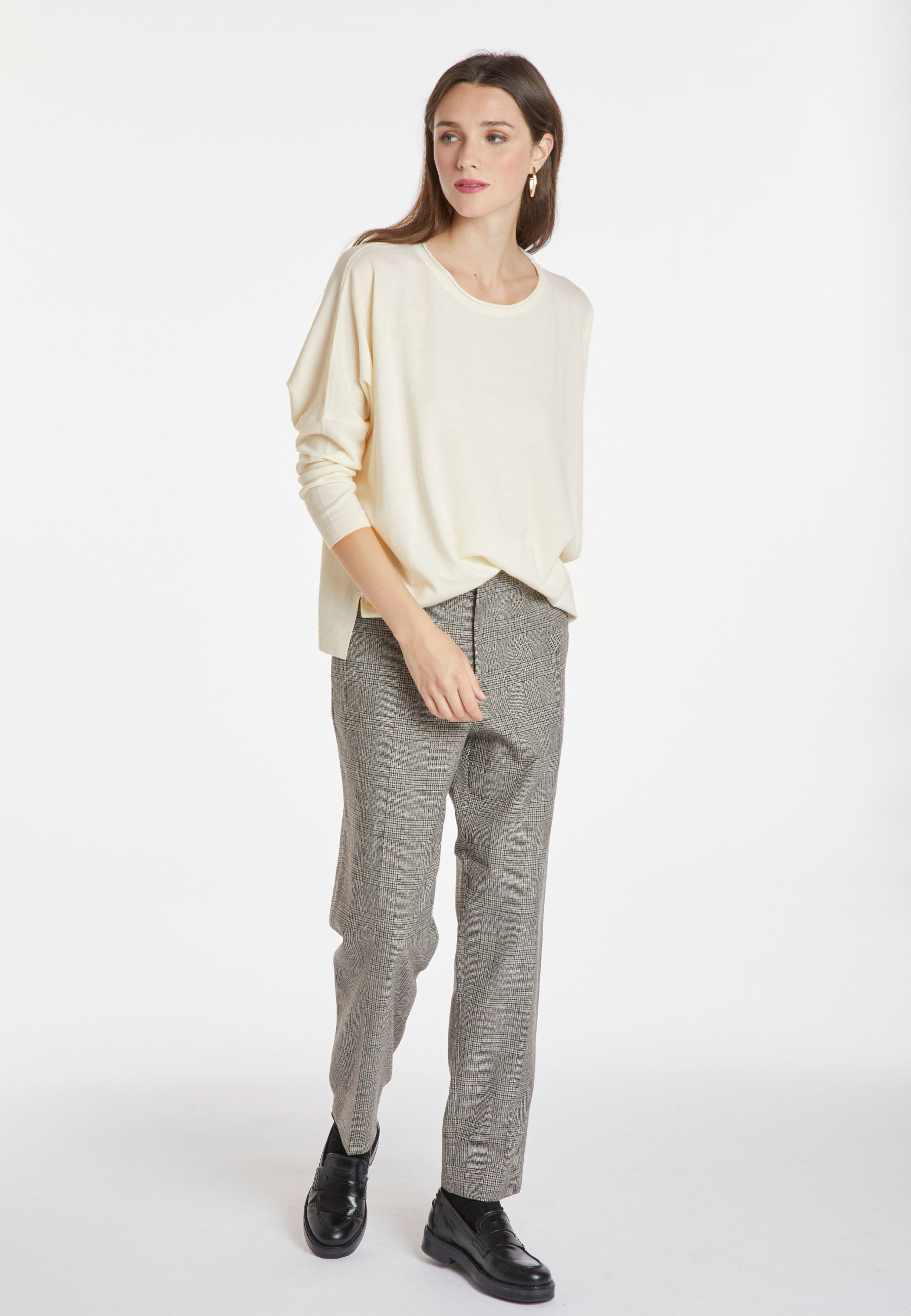 Pull ample col rond en laine mérinos - Azel 8201