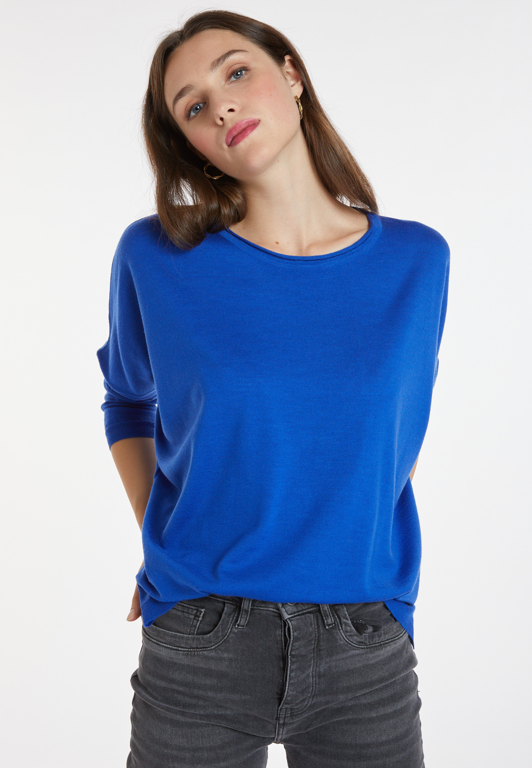 Pull ample col rond en laine mérinos - Azel 8241