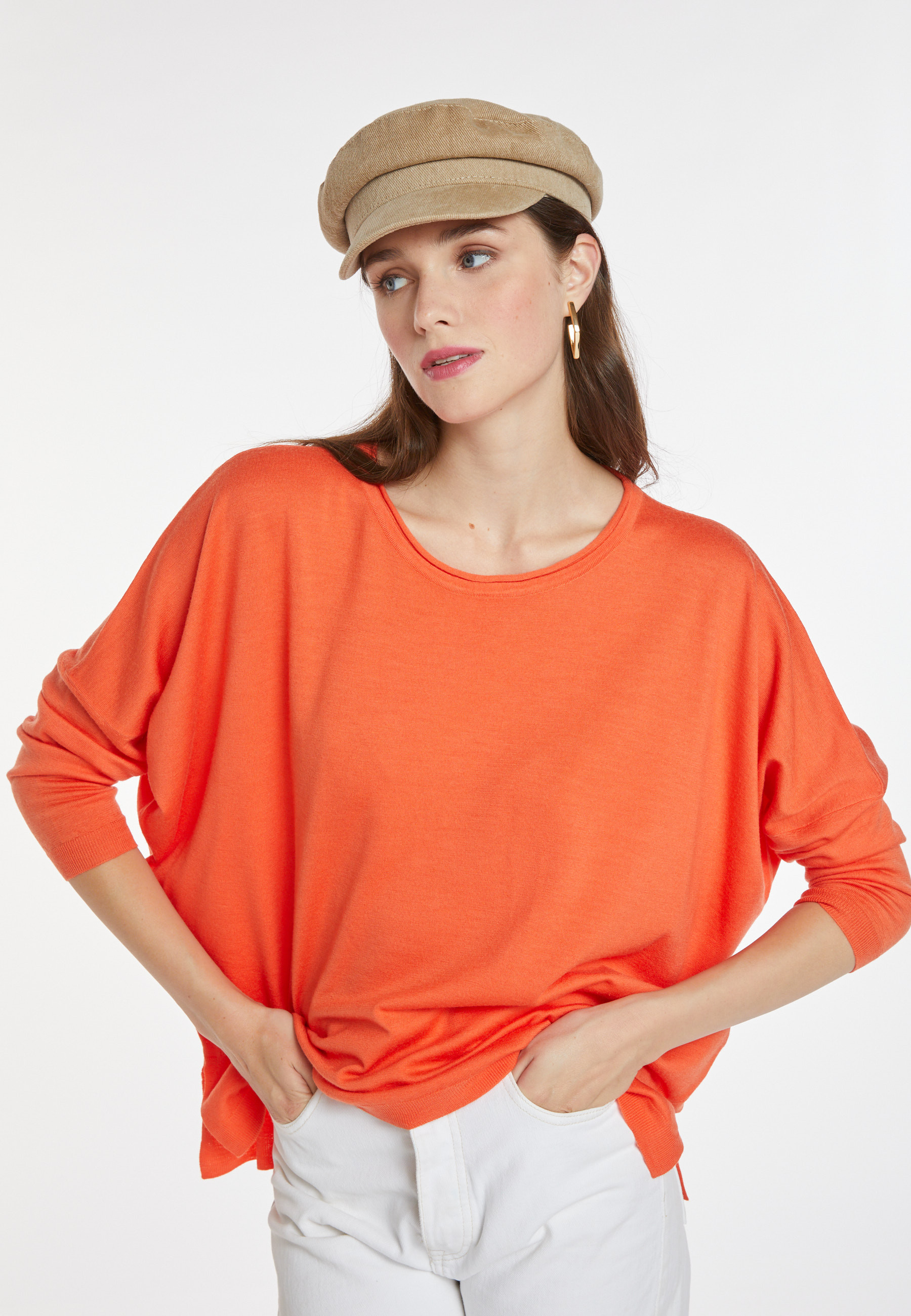 Pull ample col rond en laine mérinos - Azel 8270
