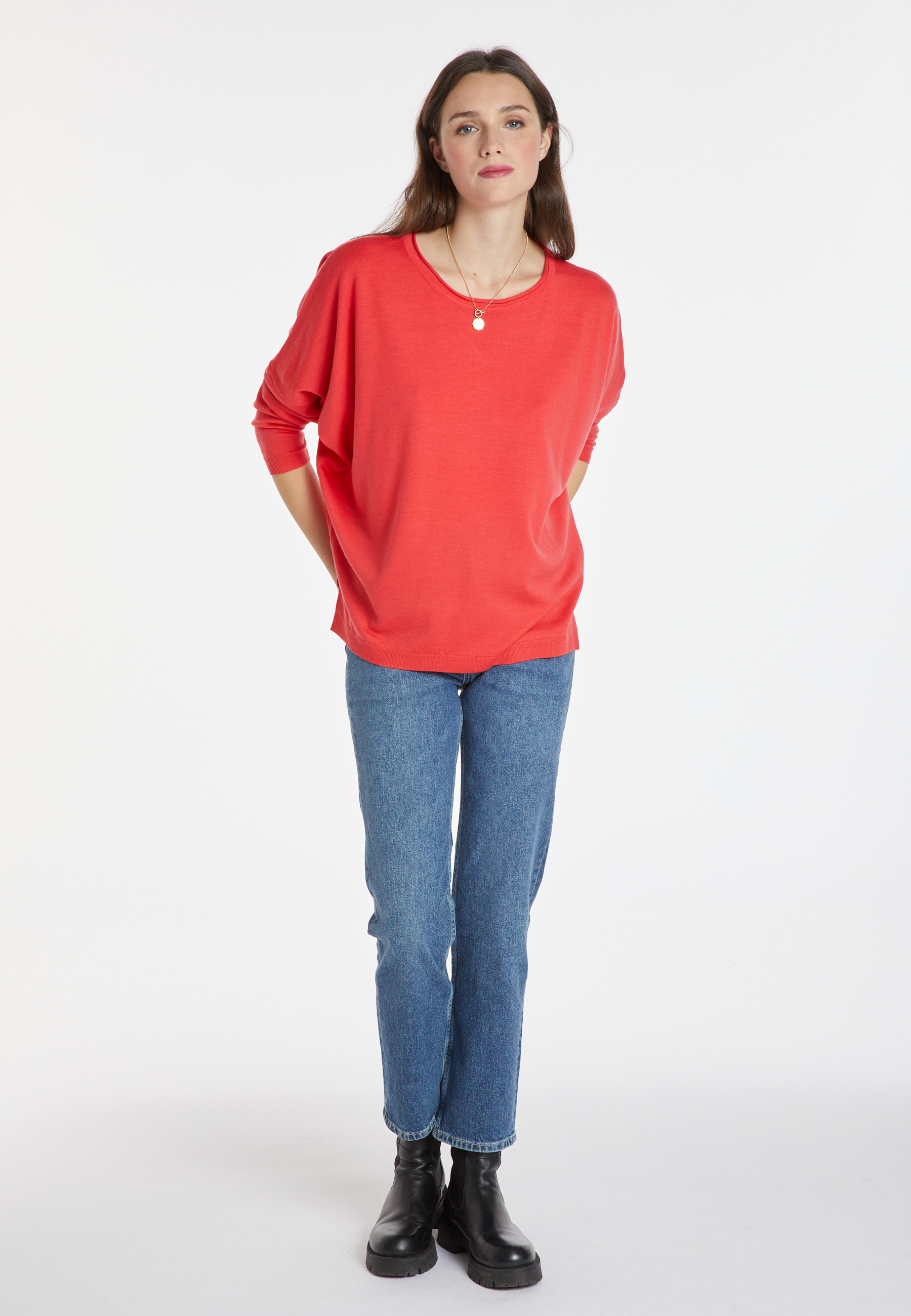 Pull ample col rond en laine mérinos - Azel 8280