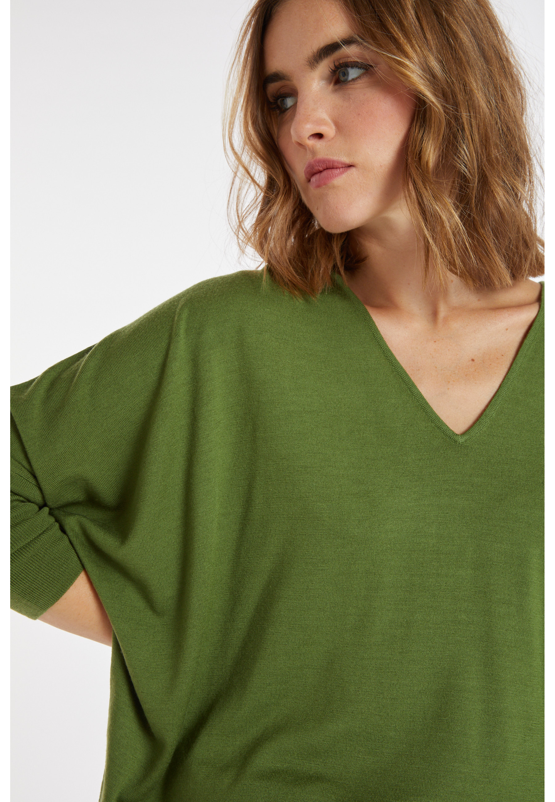 Merino wool bat-sleeve sweater - Boxe