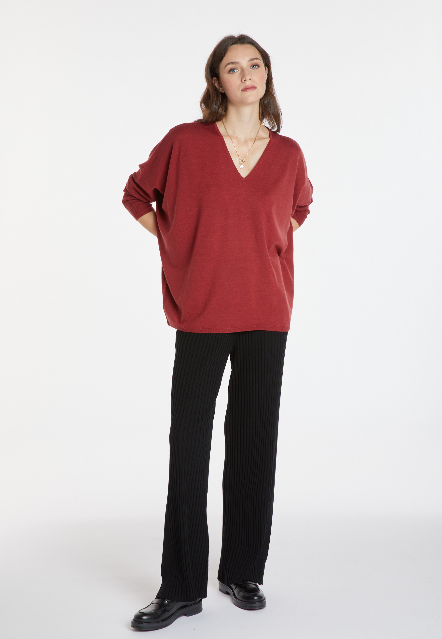 Pull manches chauve-souris en laine mérinos - Boxe 8231