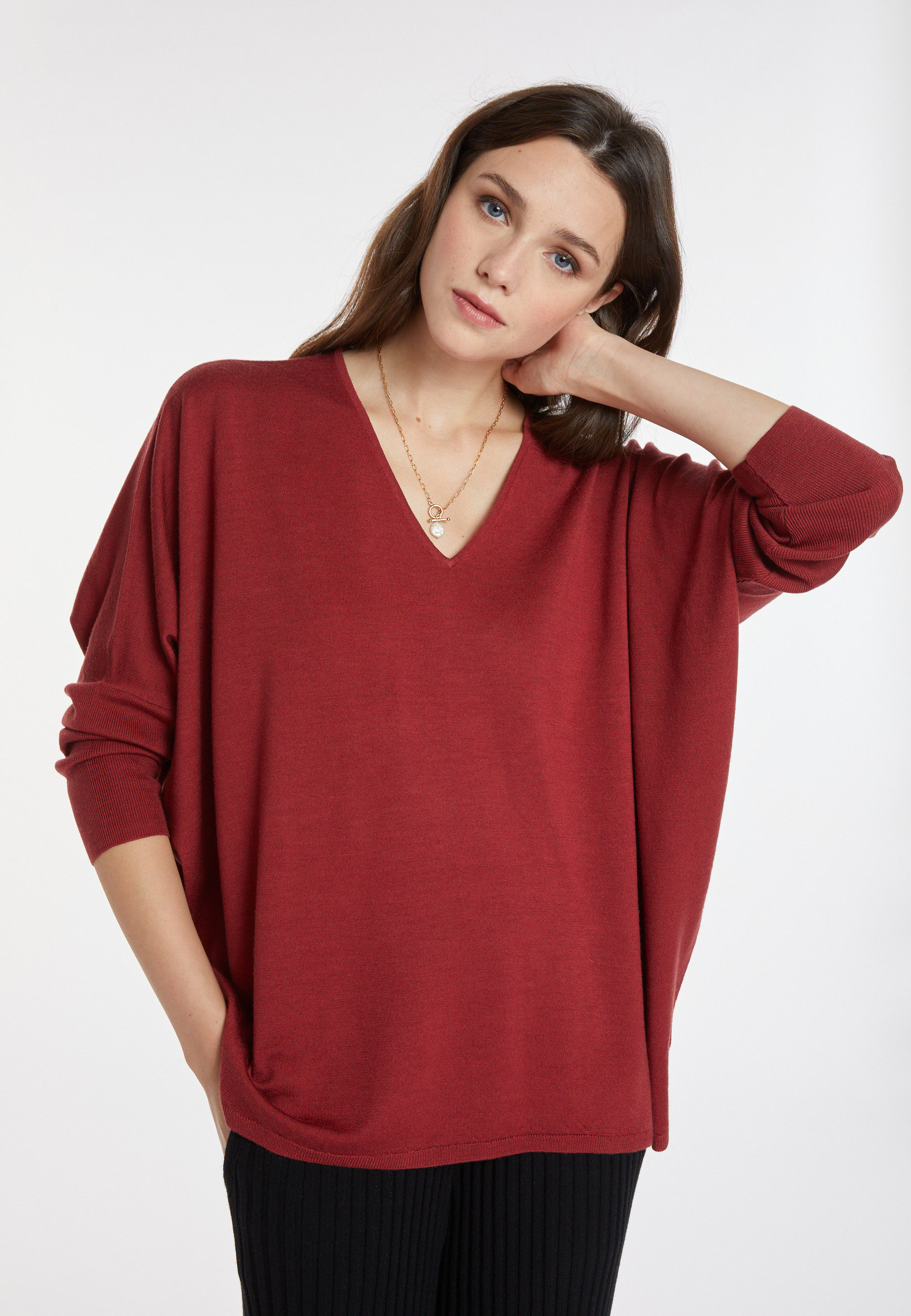 Pull manches chauve-souris en laine mérinos - Boxe 8231