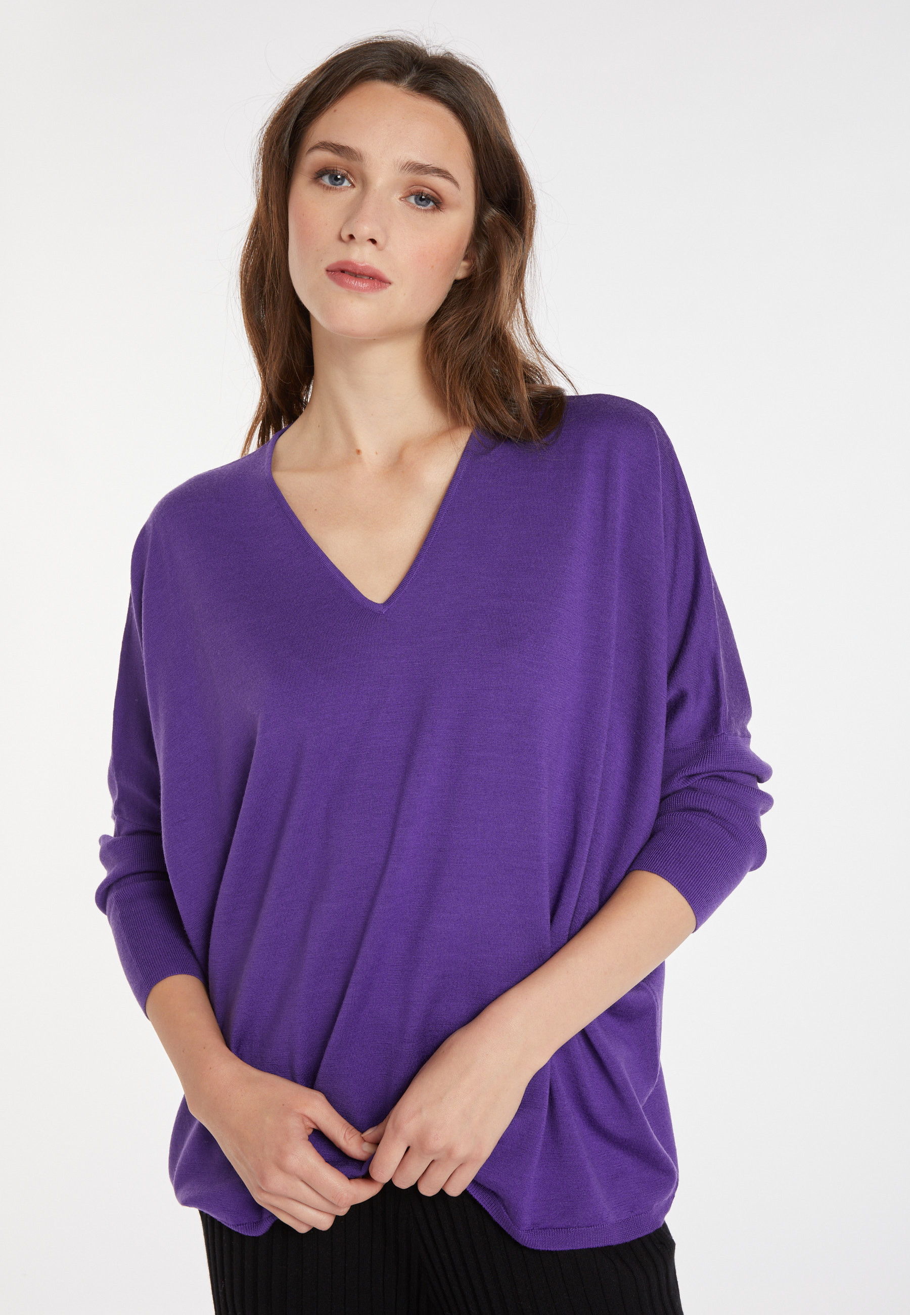 Pull manches chauve-souris en laine mérinos - Boxe 8290