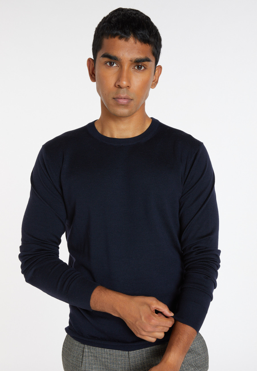 Crew neck sweater with logo in merino wool - Eddie