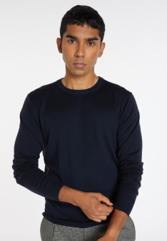 Crew neck sweater with logo in merino wool - Eddie
