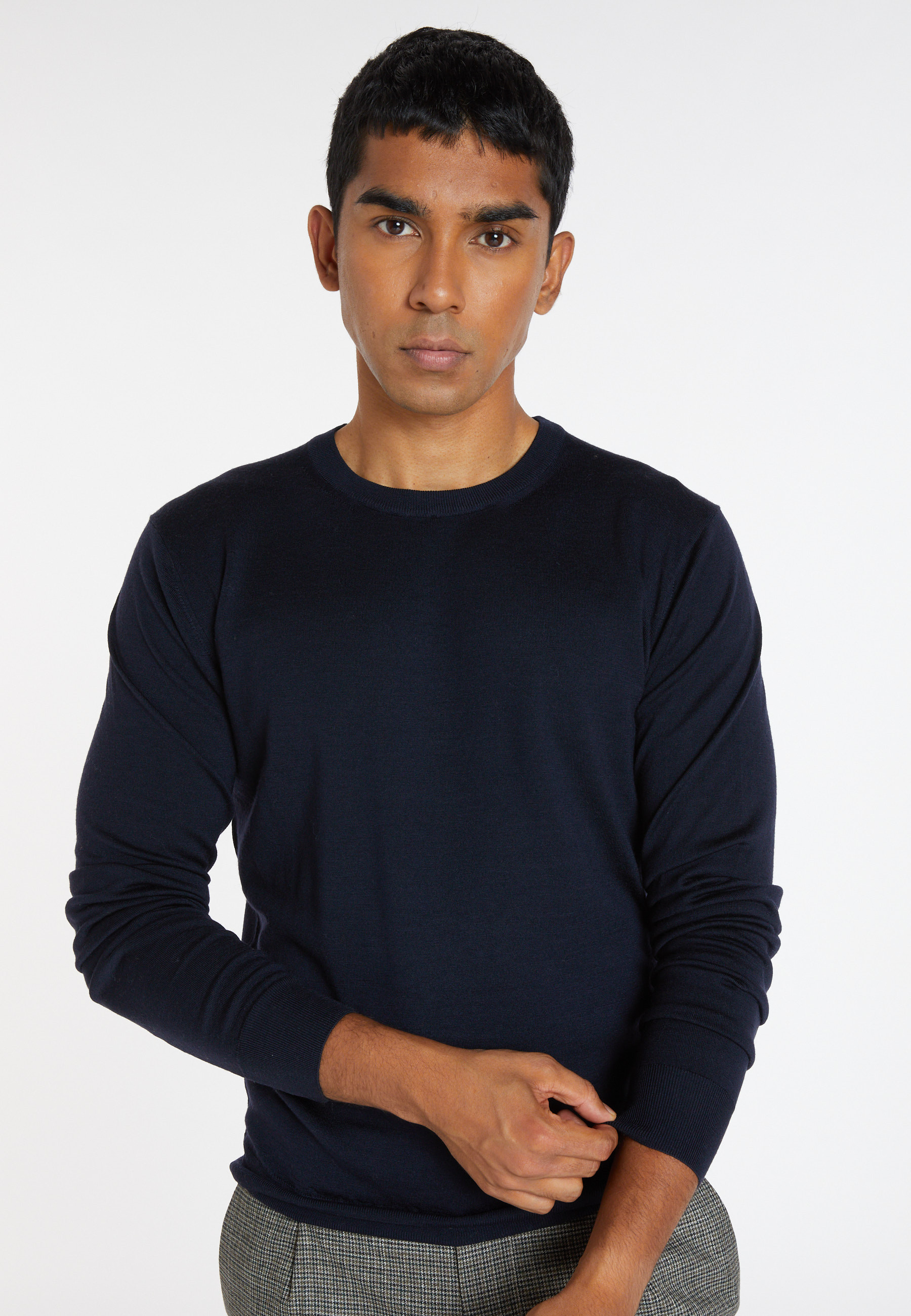 Pull col rond avec logo en laine mérinos - Eddie 8240