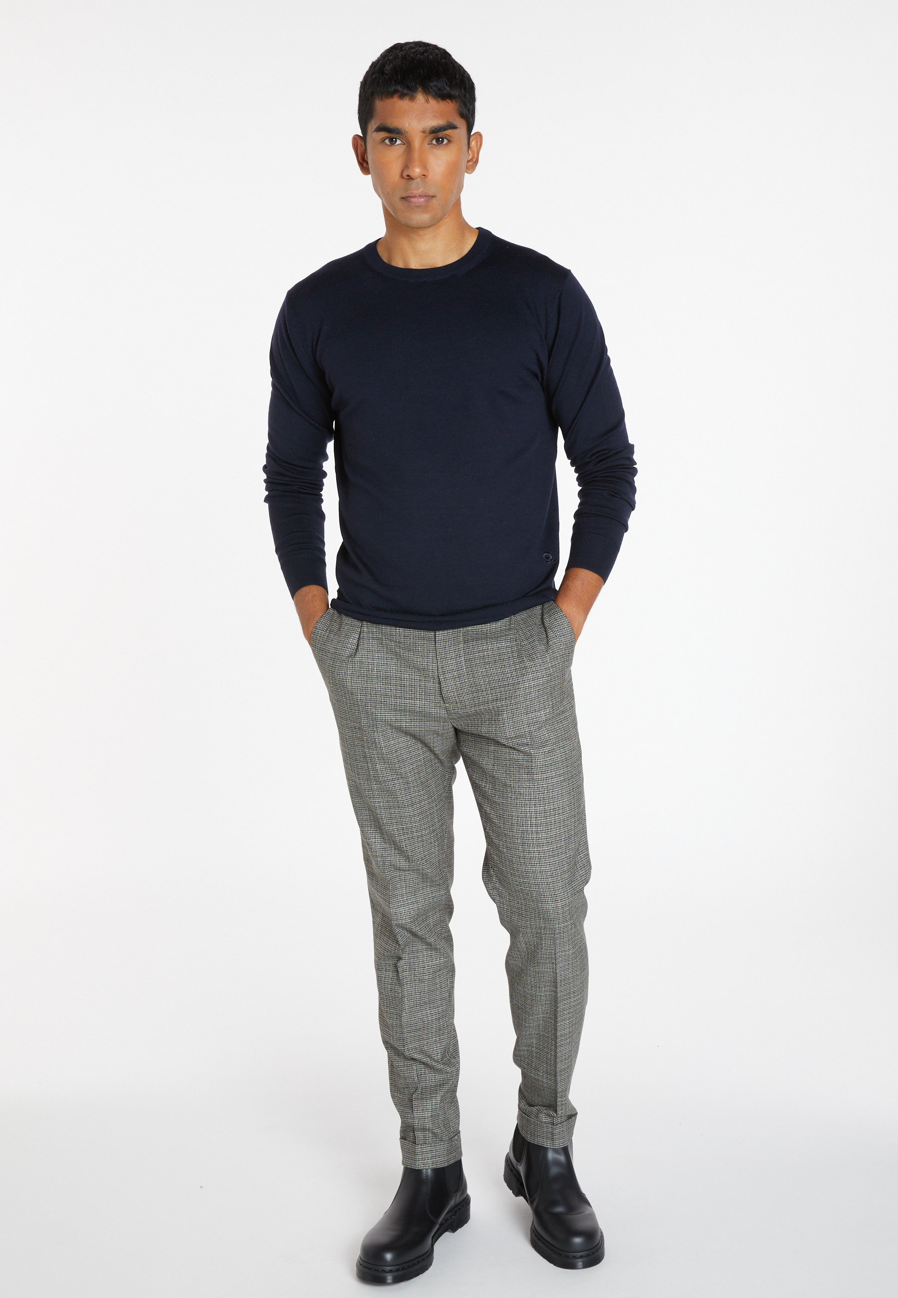 Crew neck sweater with logo in merino wool - Eddie