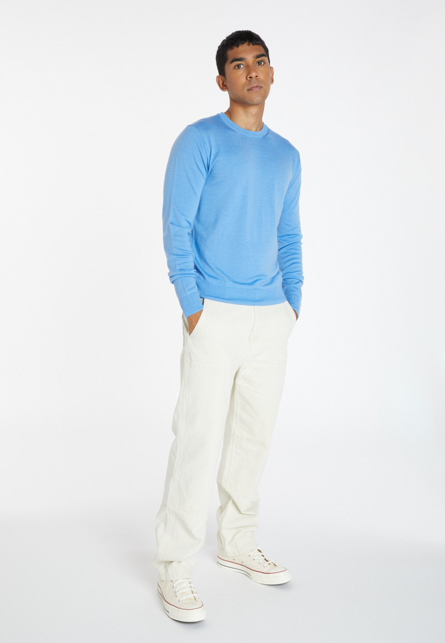Crew neck sweater with logo in merino wool - Eddie