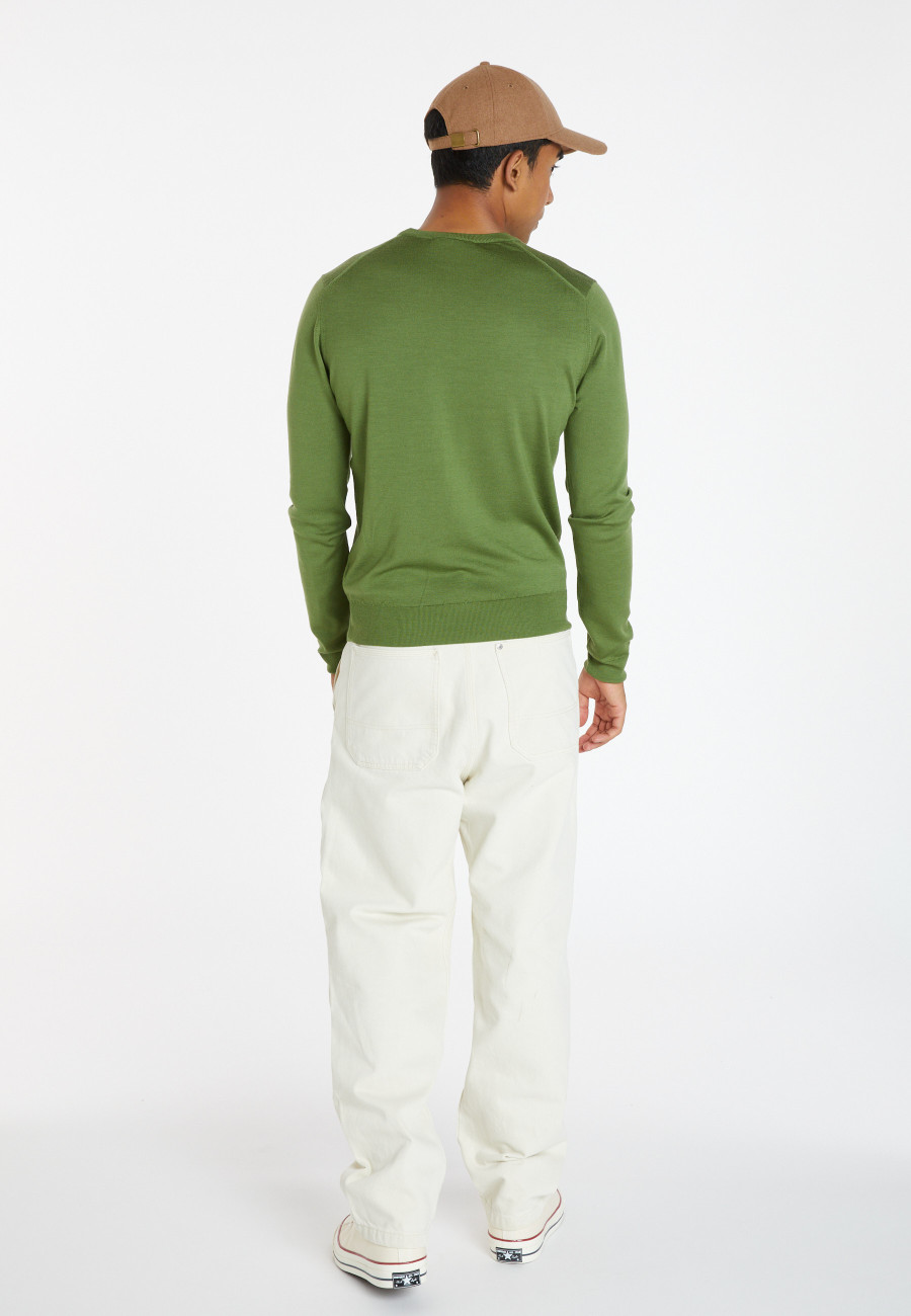 Crew neck sweater with logo in merino wool - Eddie