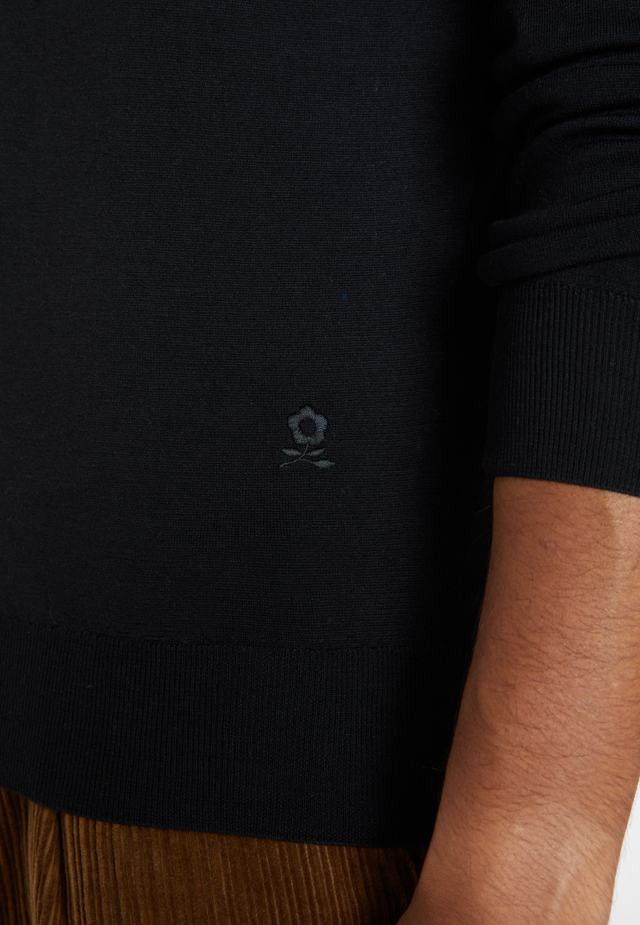 Crew neck sweater with logo in merino wool - Eddie