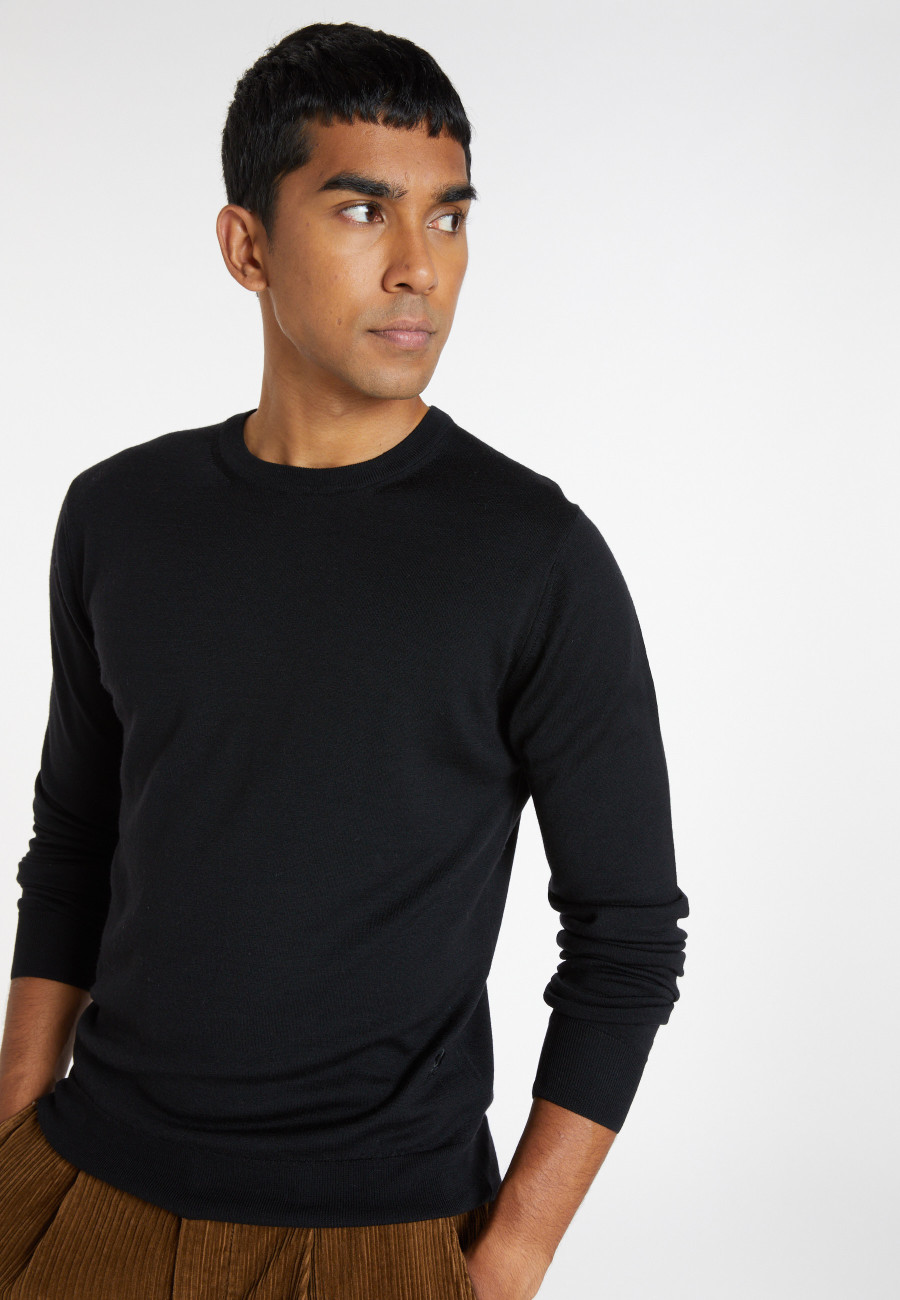 Crew neck sweater with logo in merino wool - Eddie