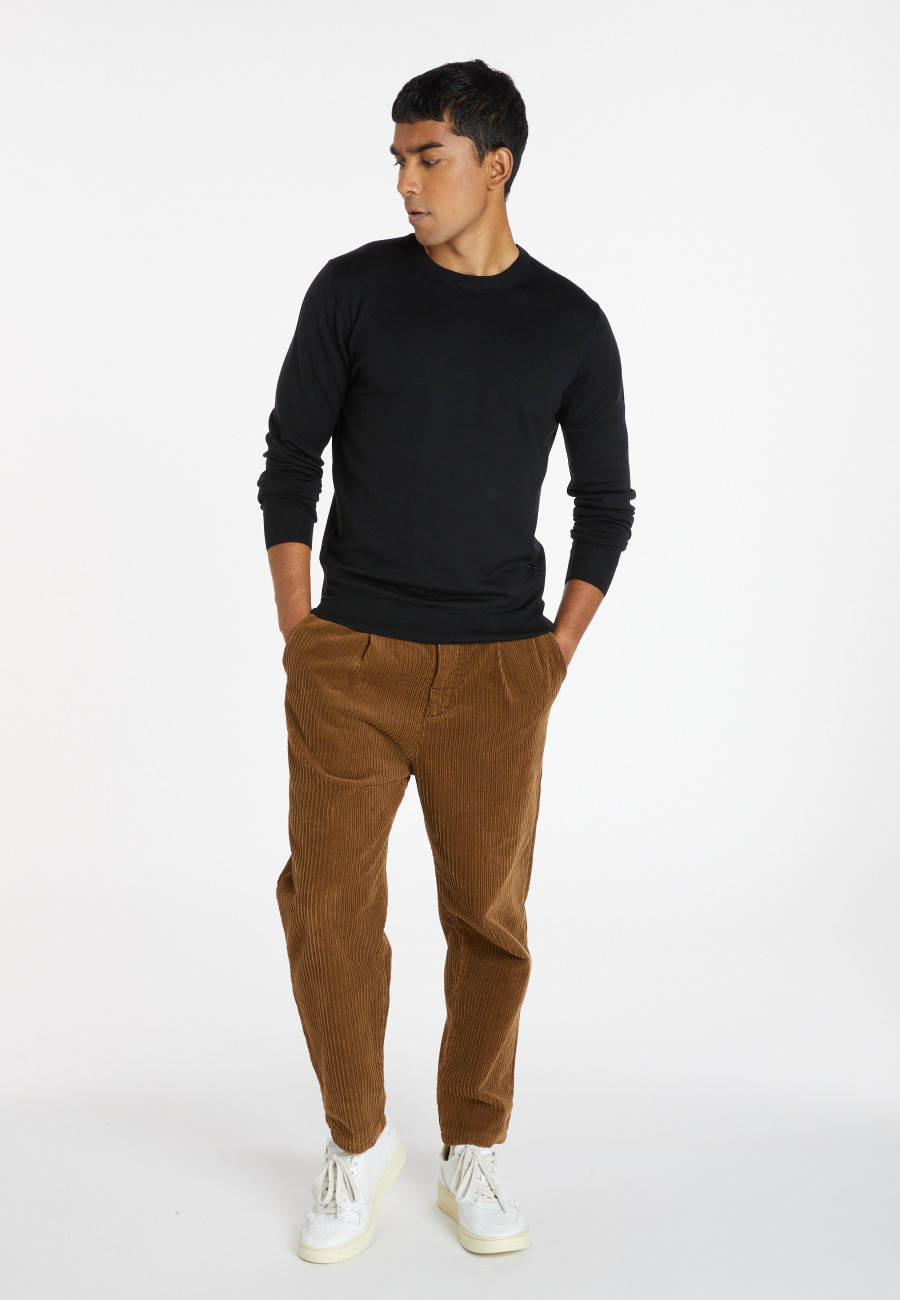 Crew neck sweater with logo in merino wool - Eddie