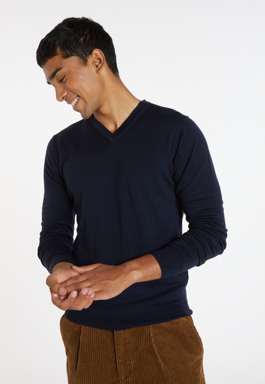 Pull col V en laine mérinos - Elmo