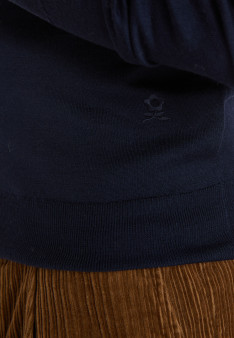 V-neck sweater with logo in merino wool - Elmo