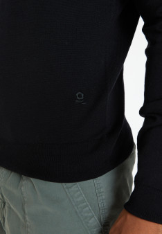 V-neck sweater with logo in merino wool - Elmo