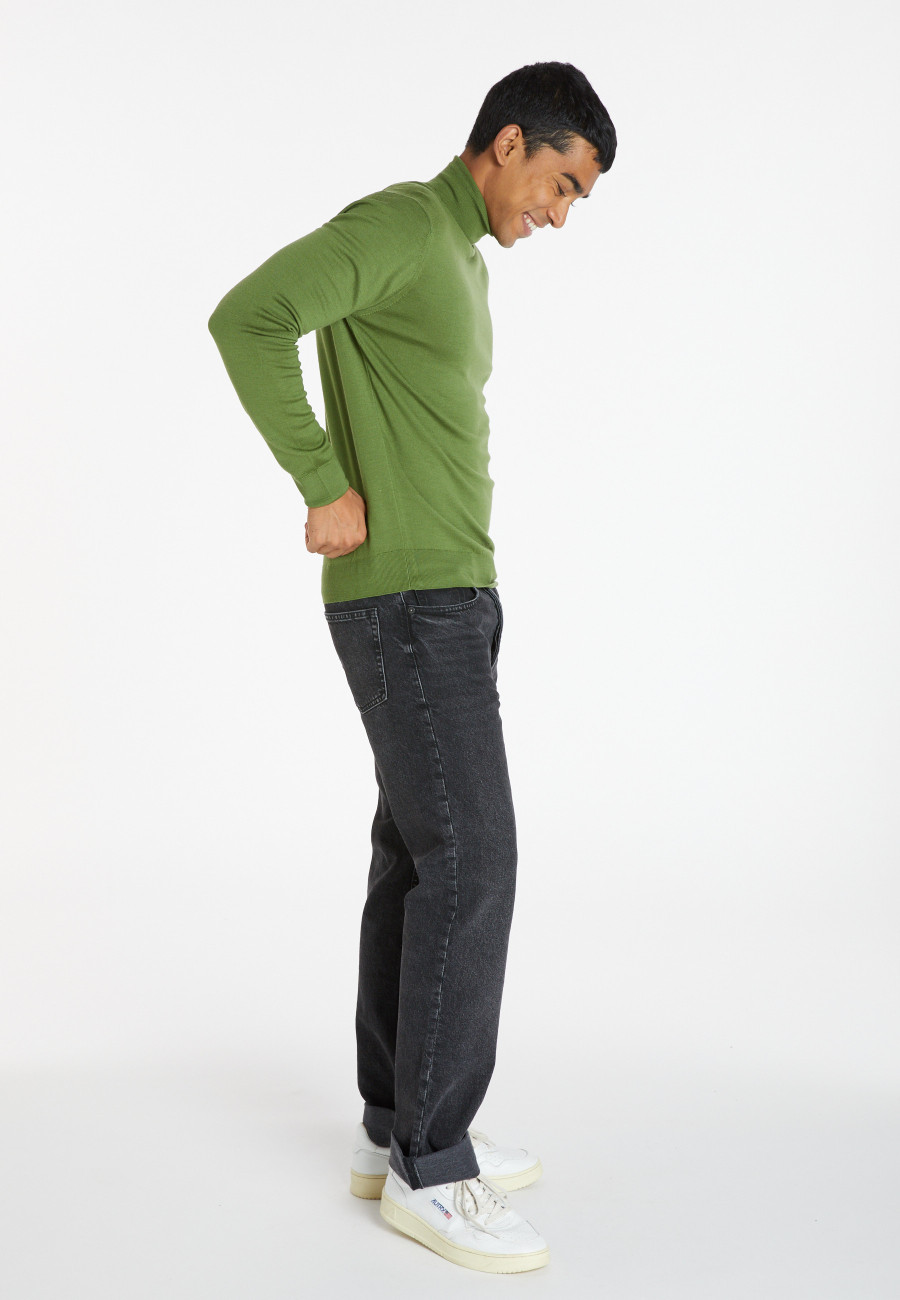 Turtleneck sweater with logo in merino wool - Enzo