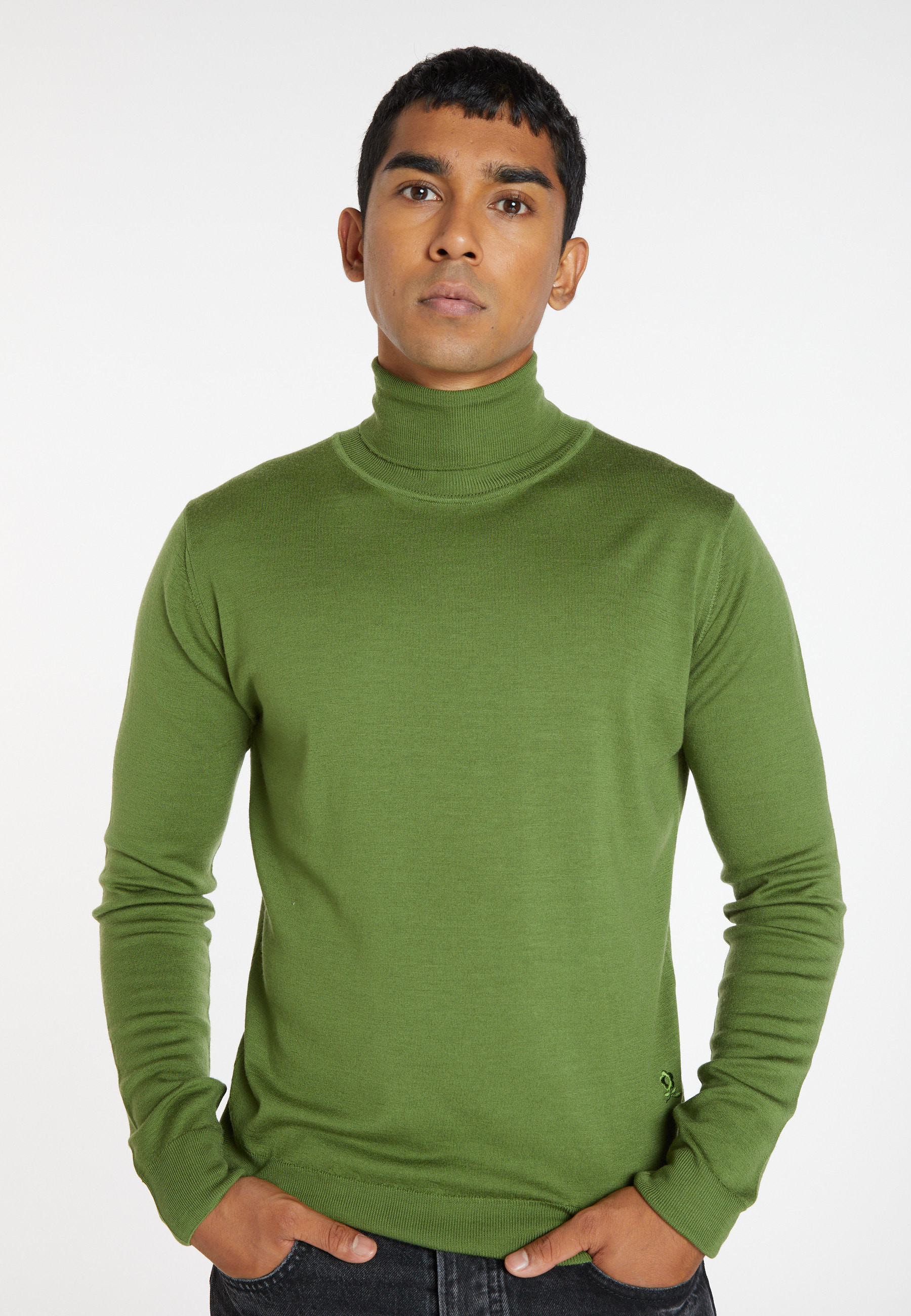 Pull col roulé avec logo en laine mérinos - Enzo 8252