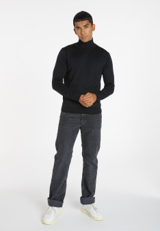 Turtleneck sweater with logo in merino wool - Enzo
