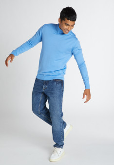 Turtleneck sweater with logo in merino wool - Enzo