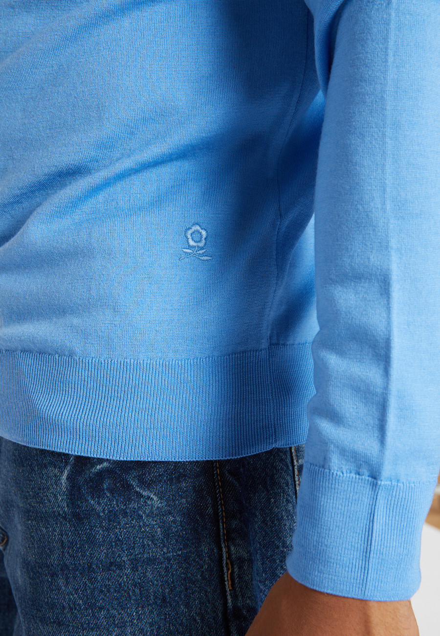 Turtleneck sweater with logo in merino wool - Enzo