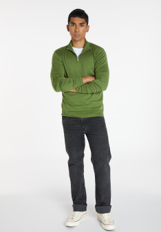 Trucker neck sweater with logo in merino wool - Ryan