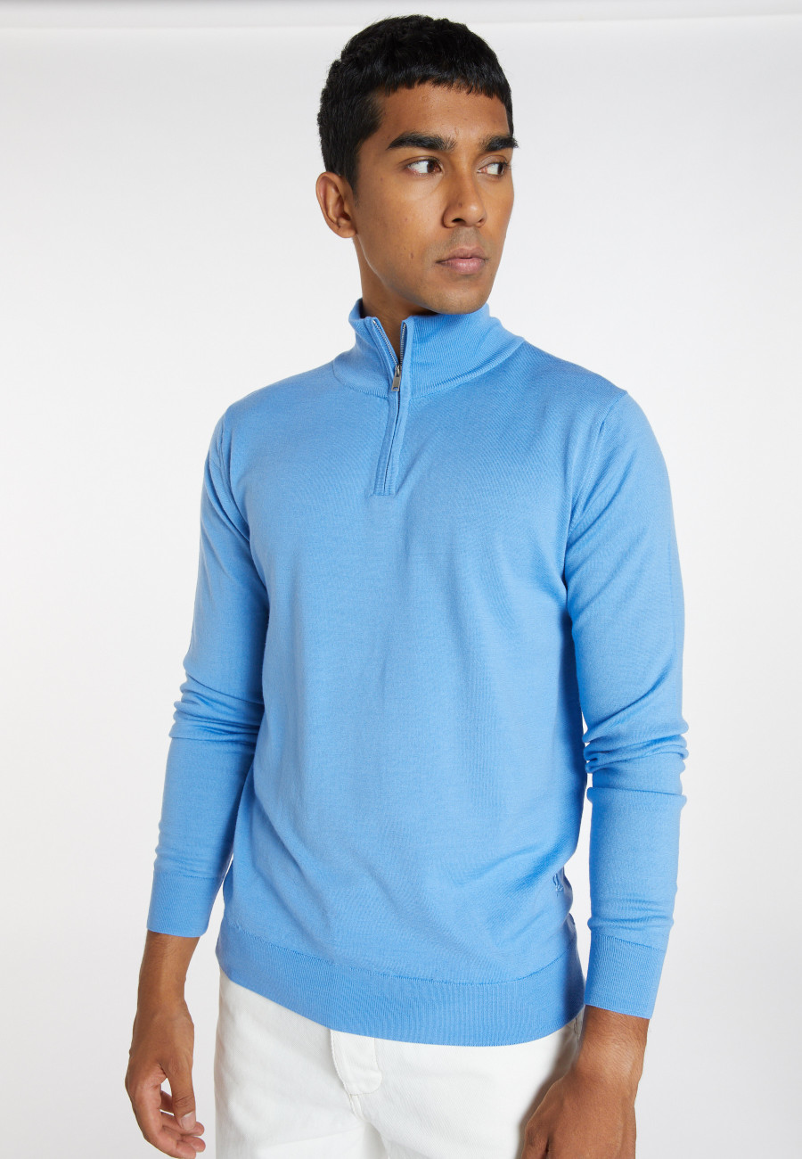 Trucker neck sweater with logo in merino wool - Ryan