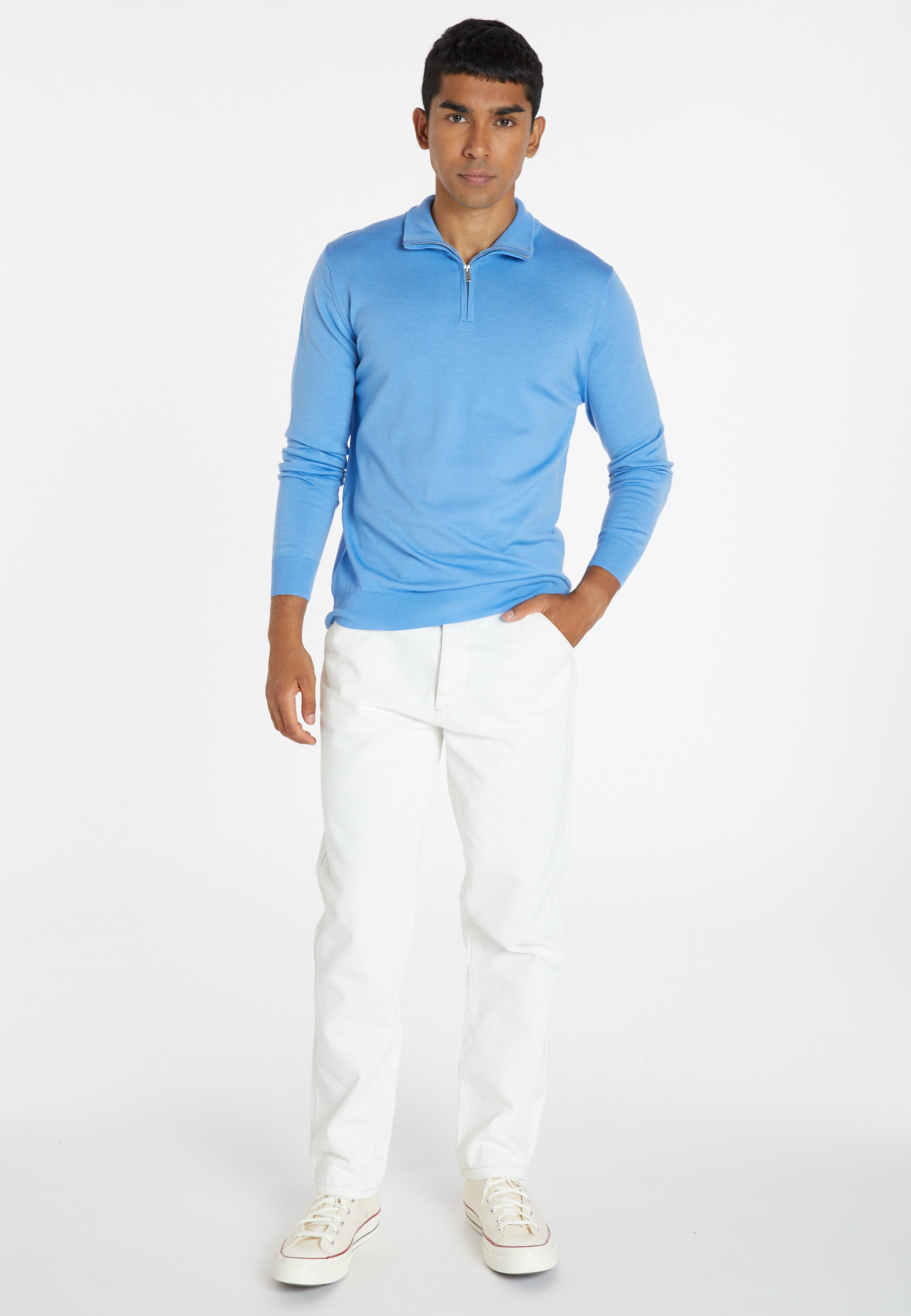 Trucker neck sweater with logo in merino wool - Ryan