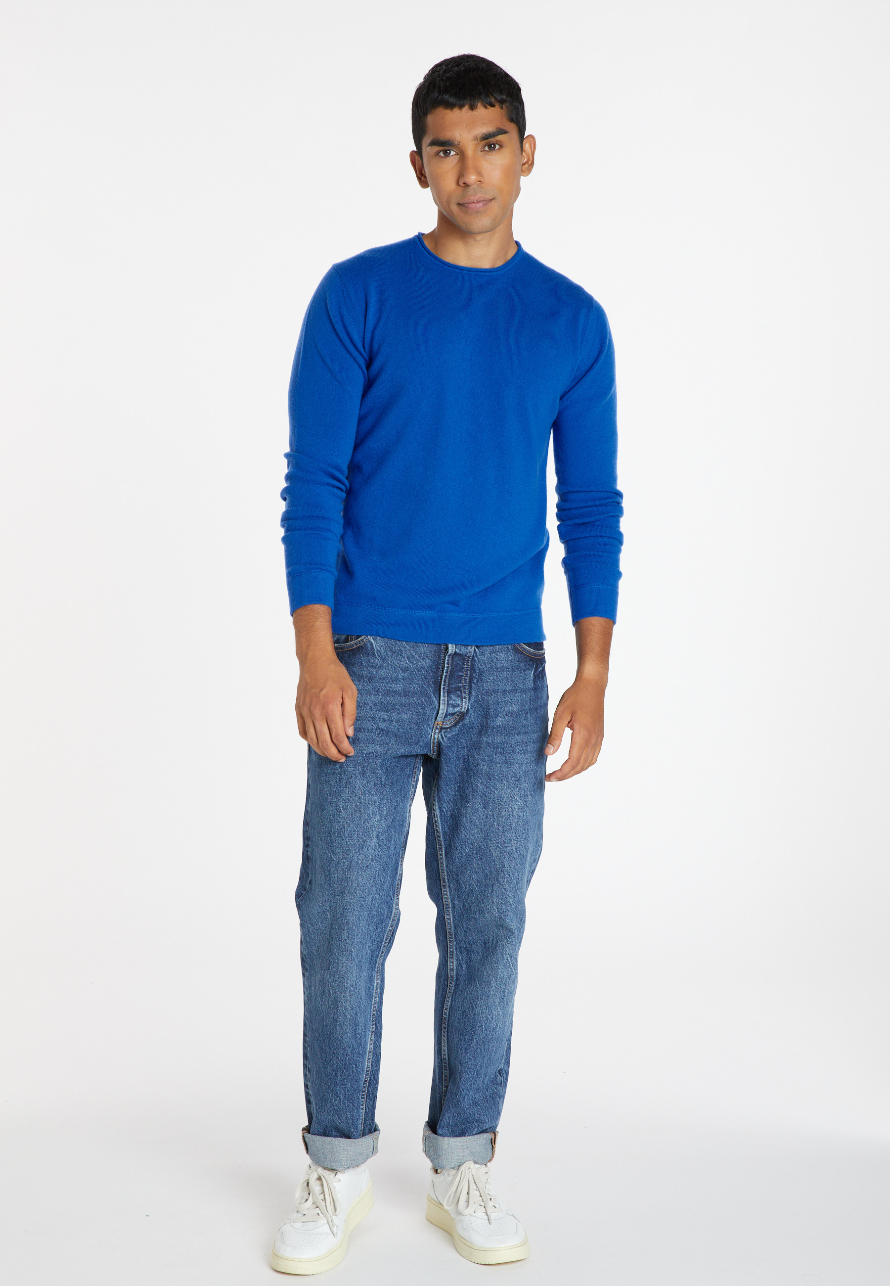 Pull col rond en cachemire finitions roulotées - Ernest 8241