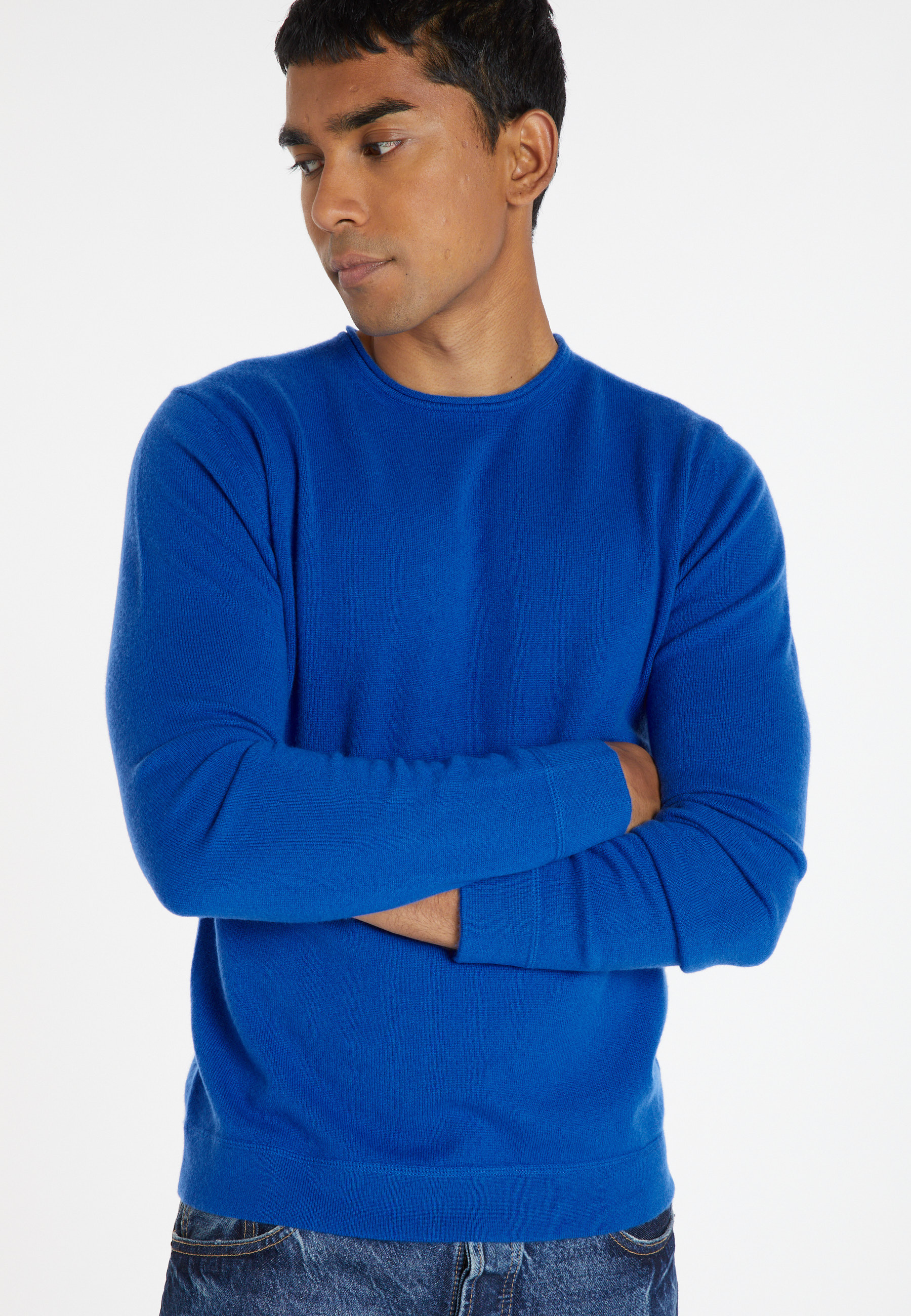 Pull col rond en cachemire finitions roulotées - Ernest 8241