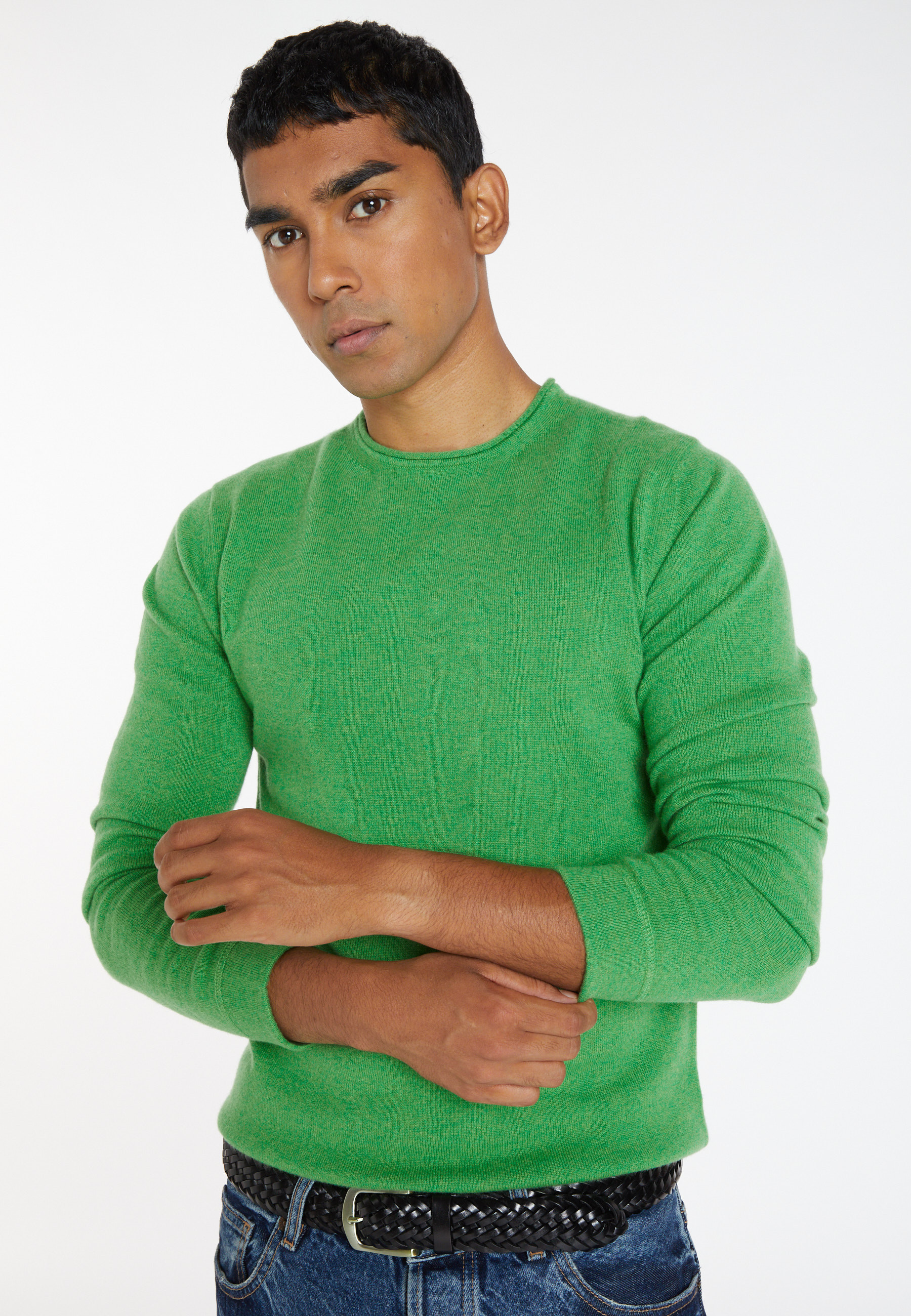 Round-neck cashmere sweater with rolled finishes - Ernest