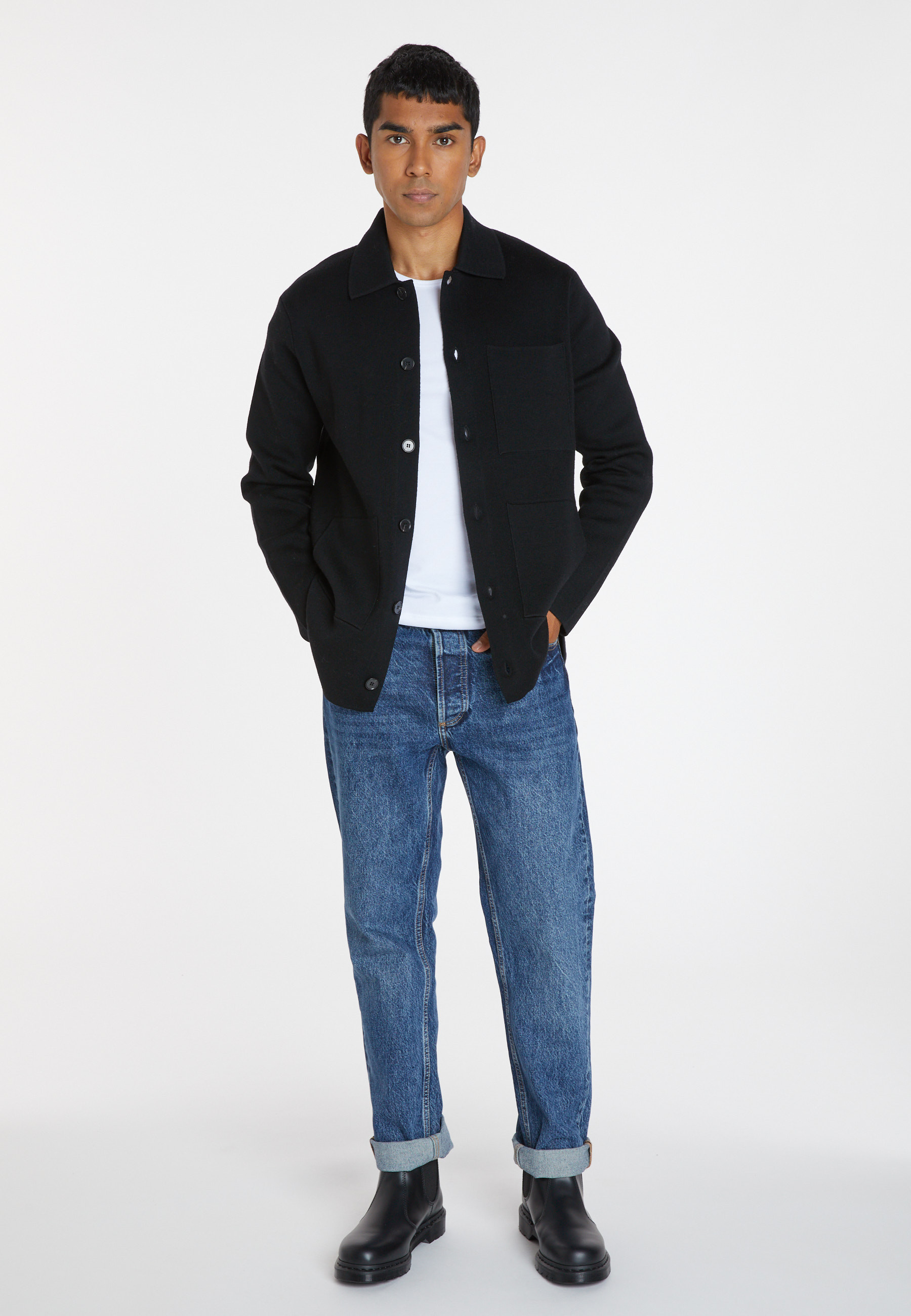 Veste boutonnée en laine mérinos - Samuel 8210