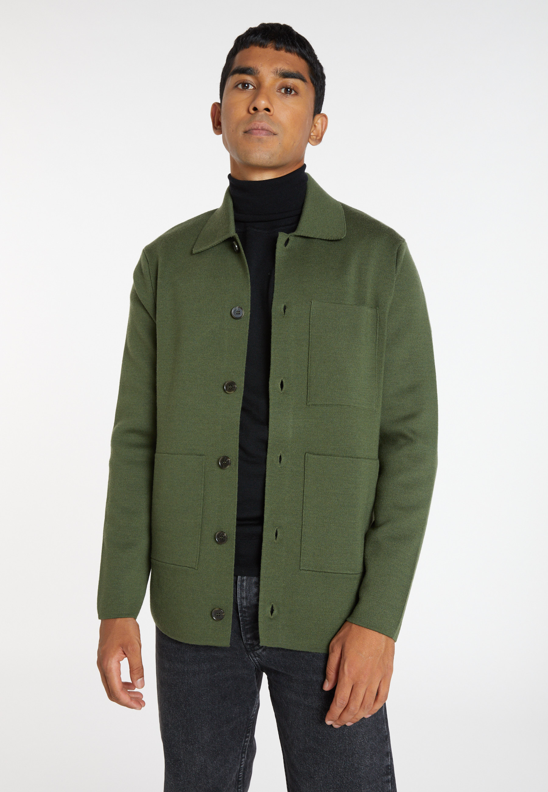 Veste boutonnée en laine mérinos - Samuel 8252