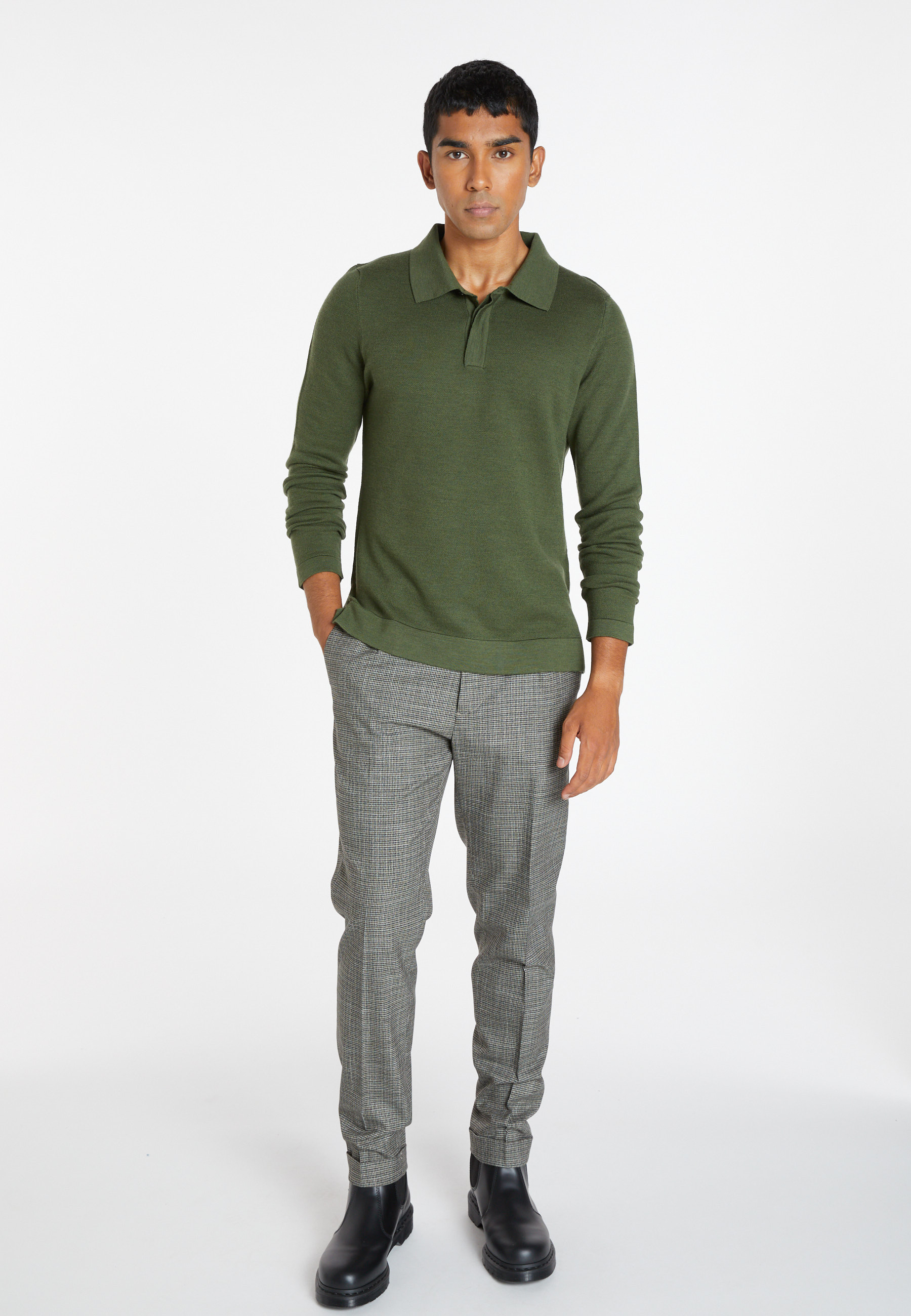 Polo manches longues en laine mérinos - Sidney 8252