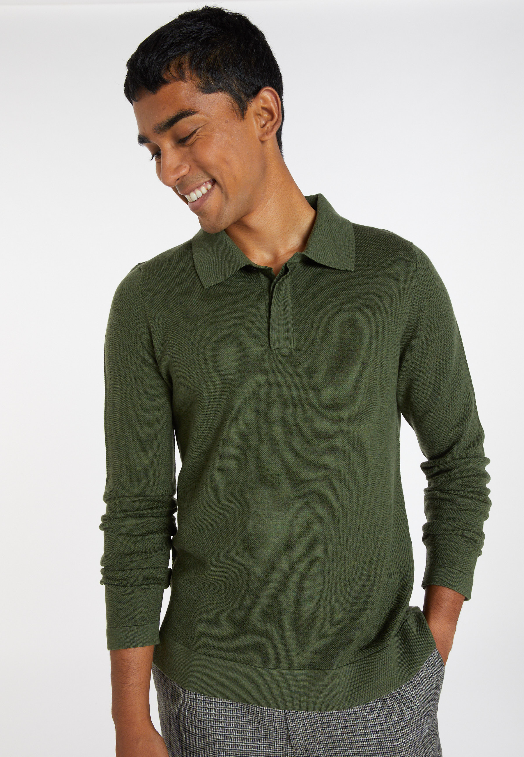 Polo manches longues en laine mérinos - Sidney 8252
