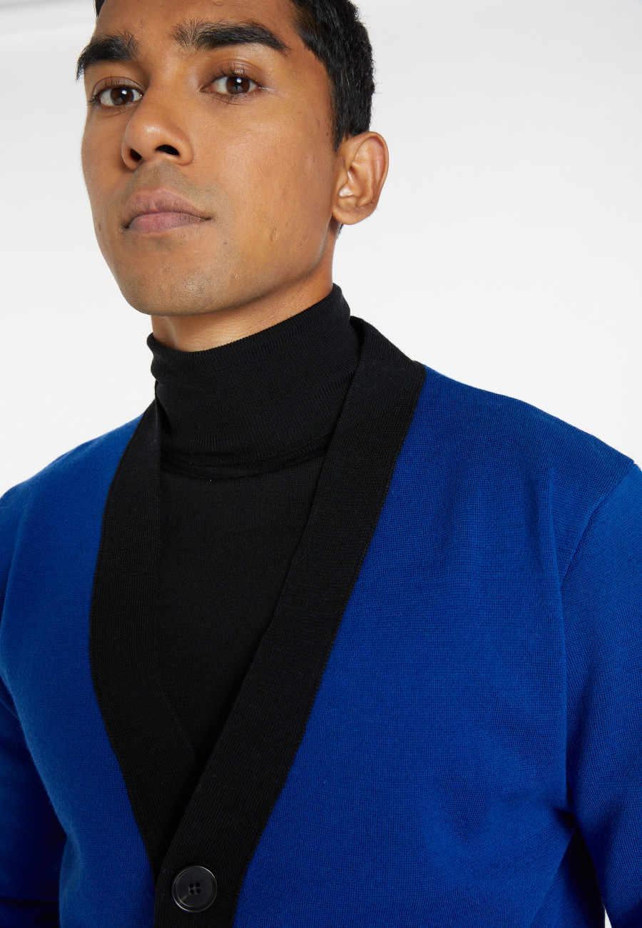 Two-tone merino wool cardigan - Silence