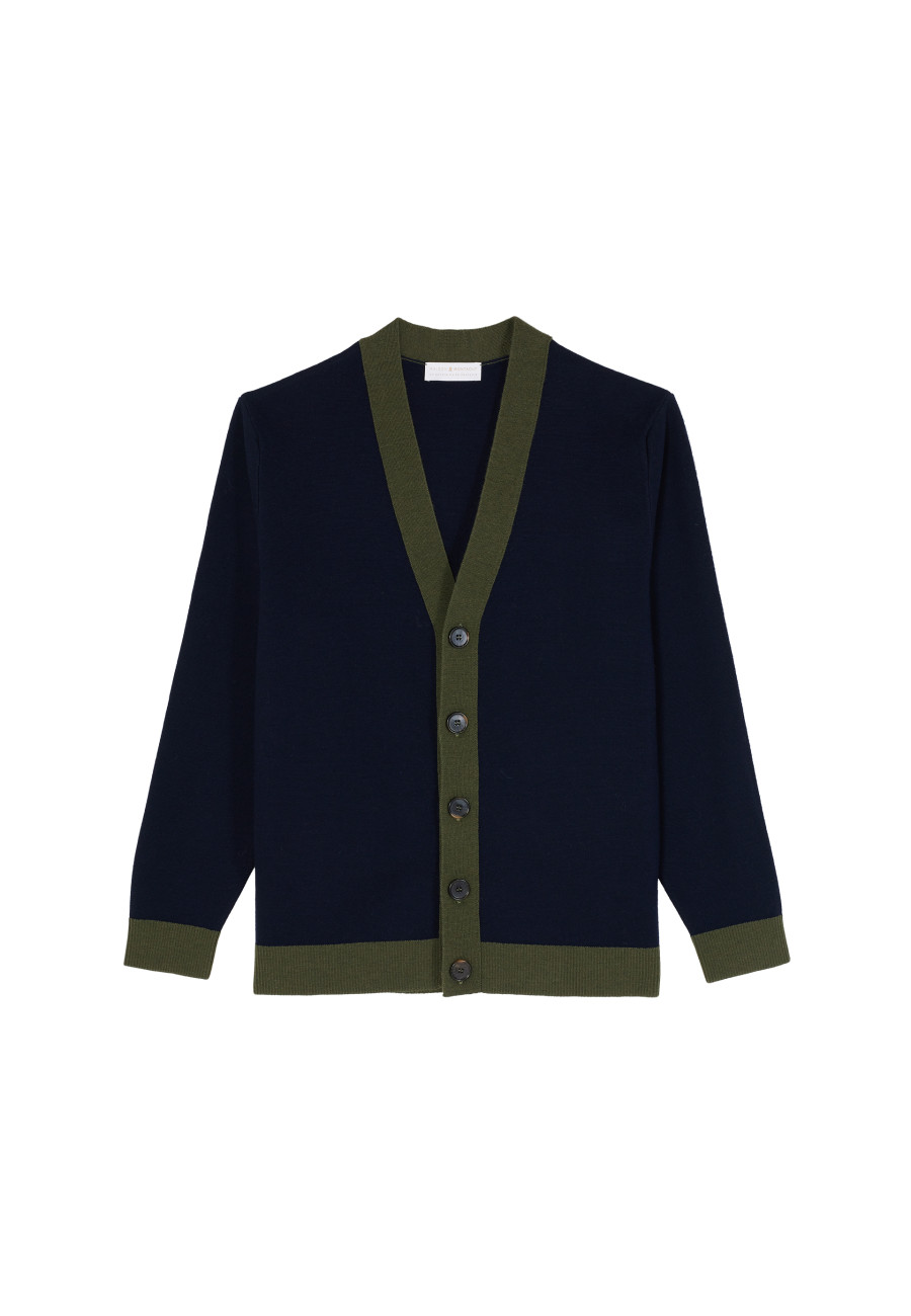 Two-tone merino wool cardigan - Silence