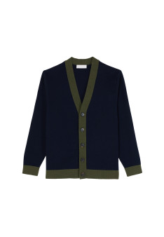 Two-tone merino wool cardigan - Silence