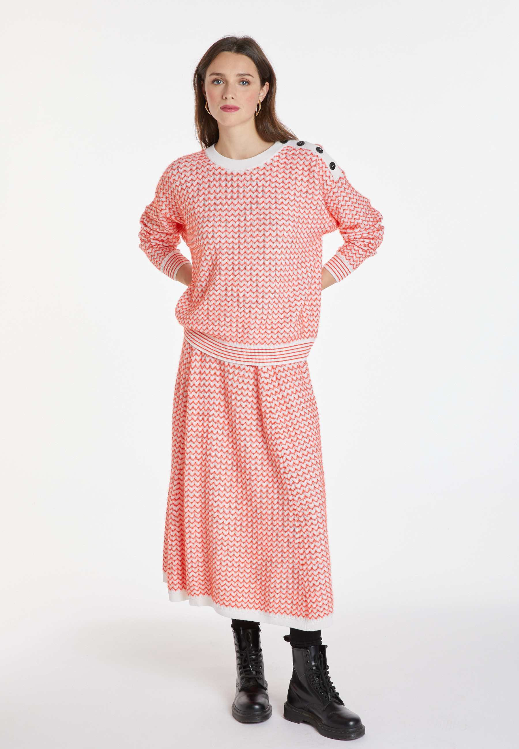 Pull motifs chevron en laine mérinos - Coralise 8301