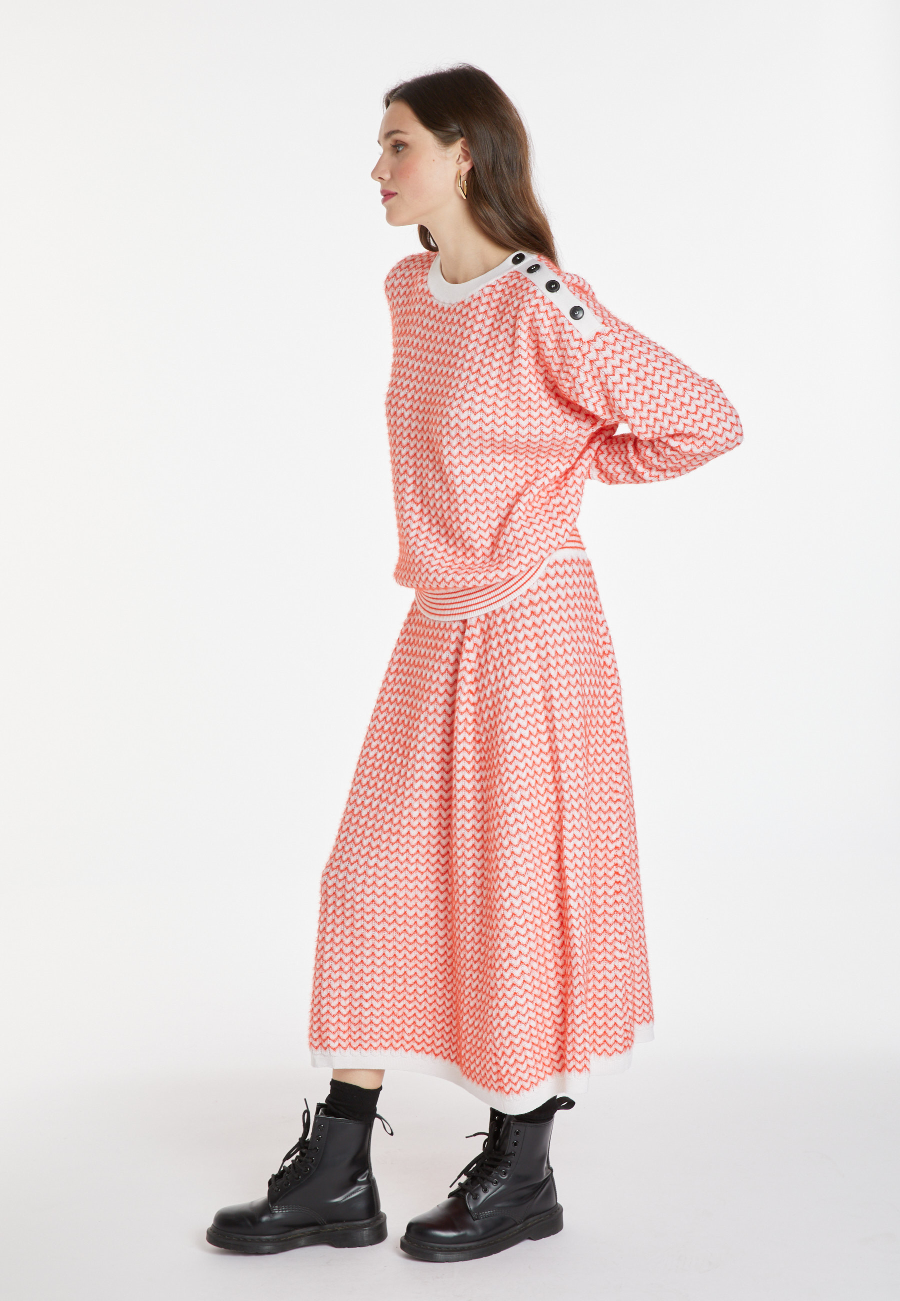 Pull motifs chevron en laine mérinos - Coralise 8301
