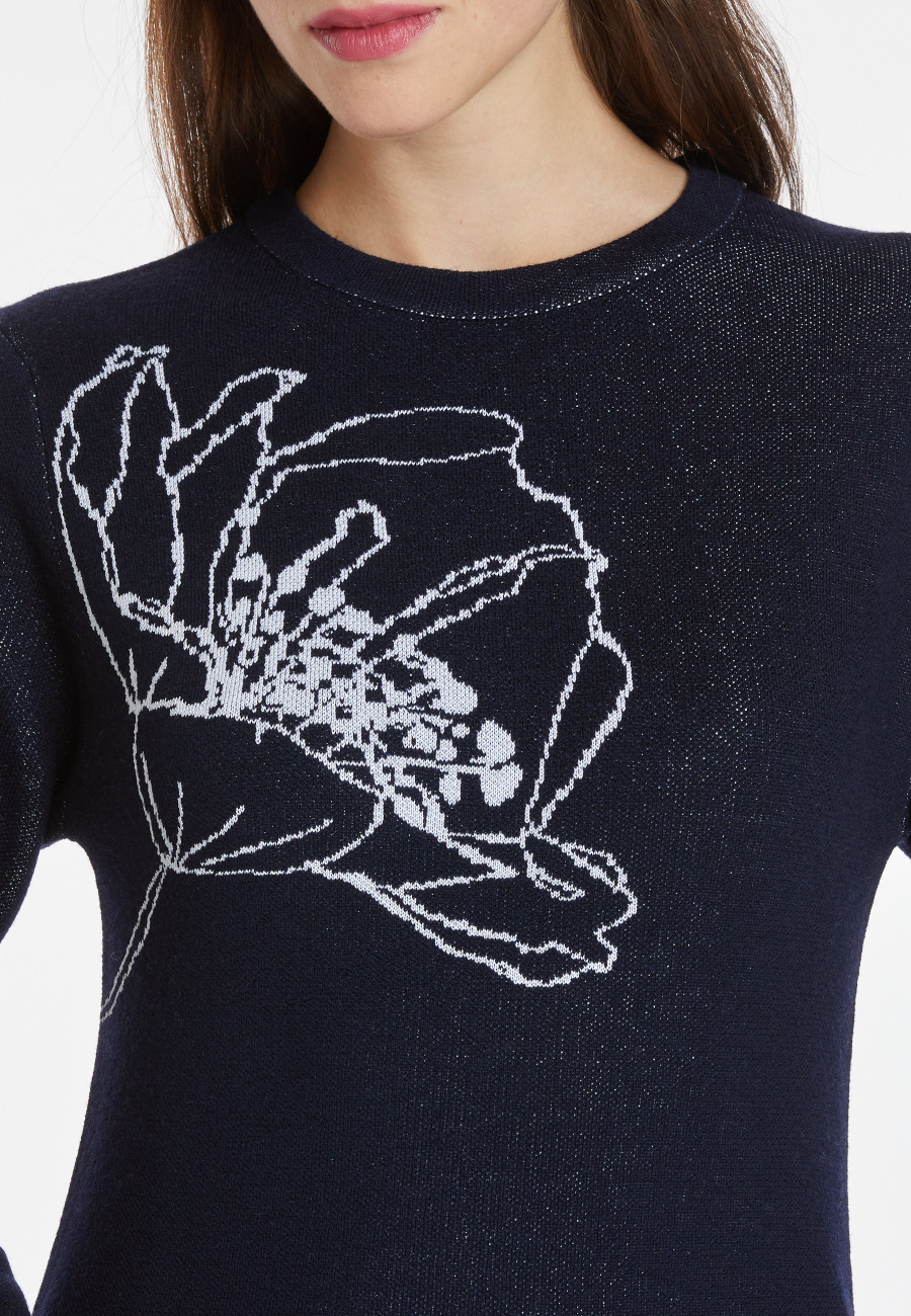 Long flared dress in merino wool - Charlize