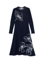 Long flared dress in merino wool - Charlize