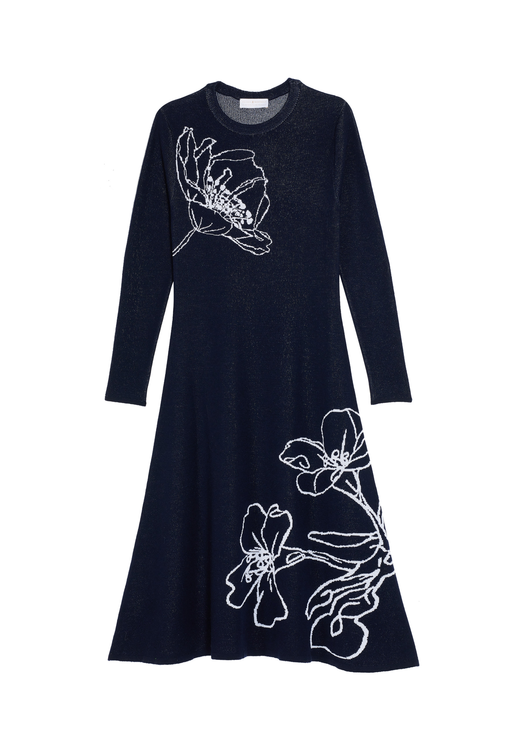 Long flared dress in merino wool - Charlize