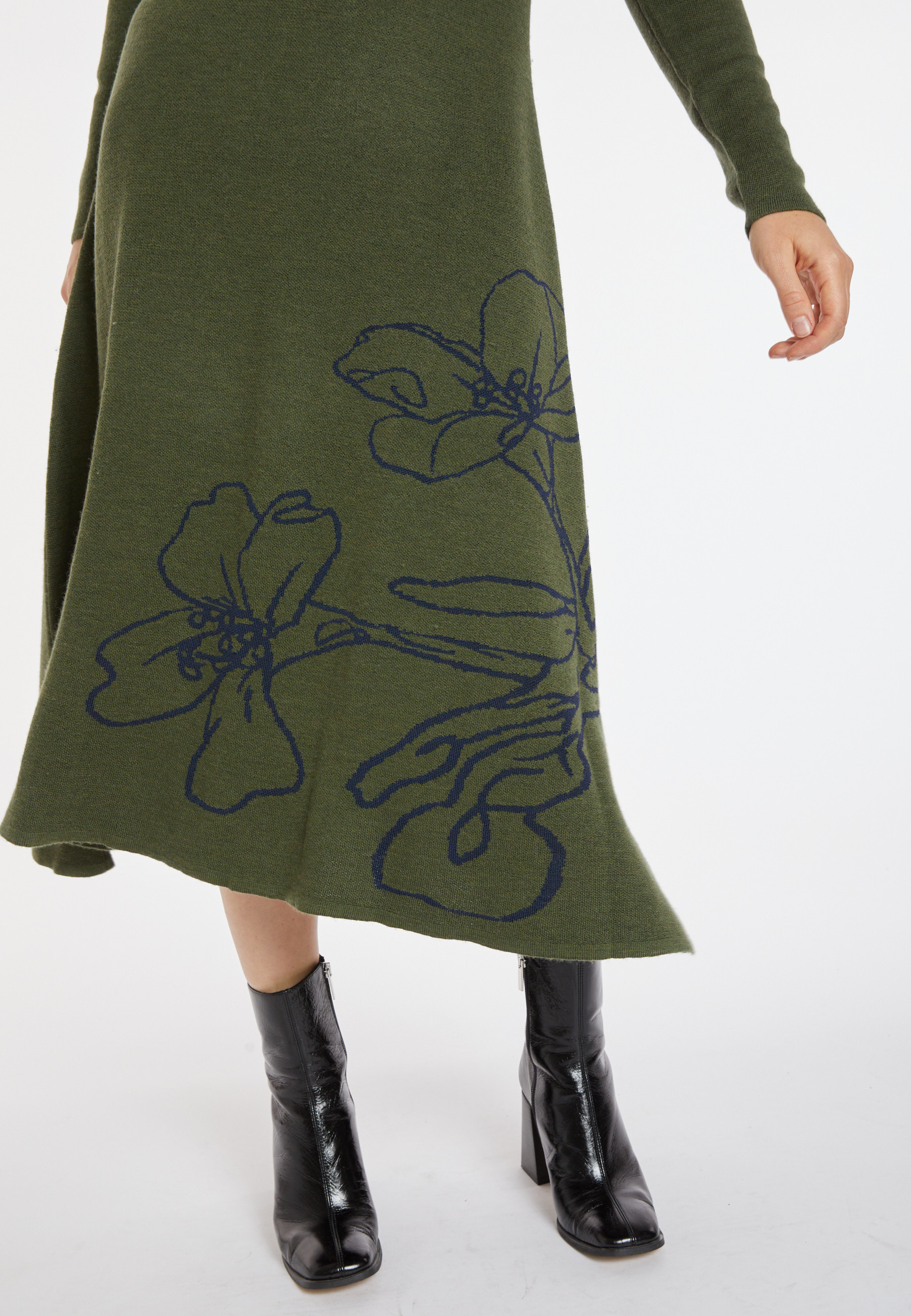 Long flared dress in merino wool - Charlize