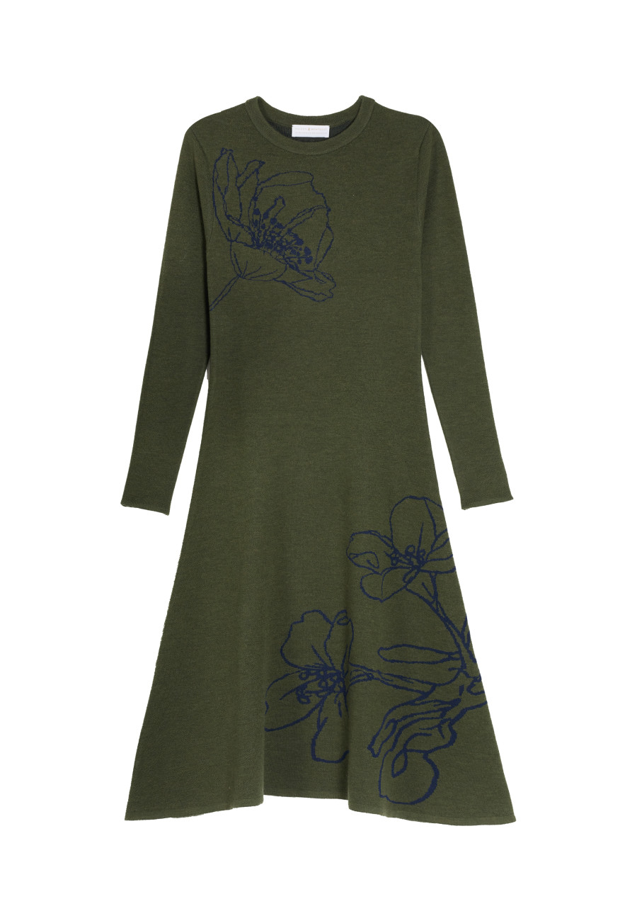 Long flared dress in merino wool - Charlize