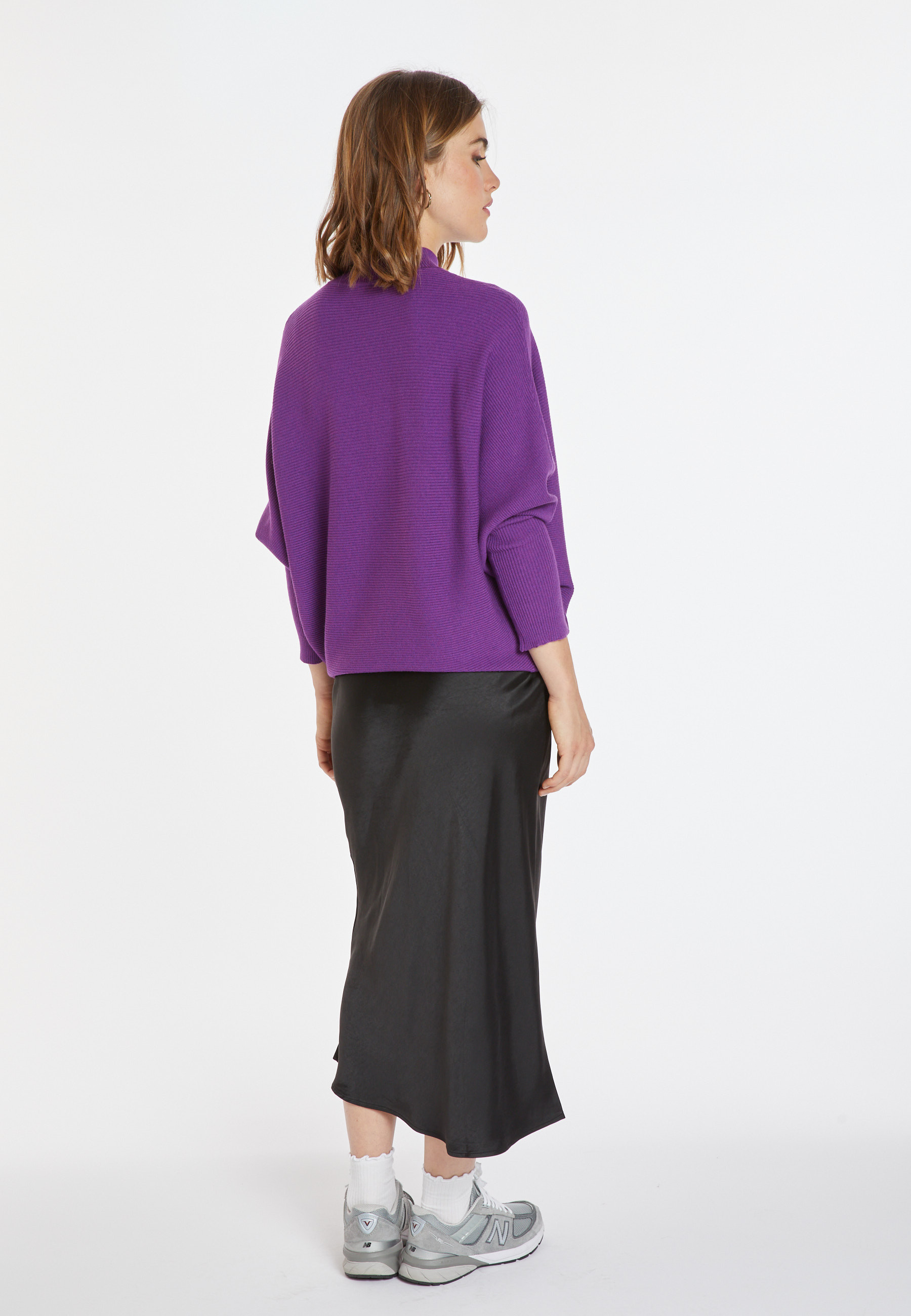 Pull ample col montant en laine  mélangée - Caly 8290