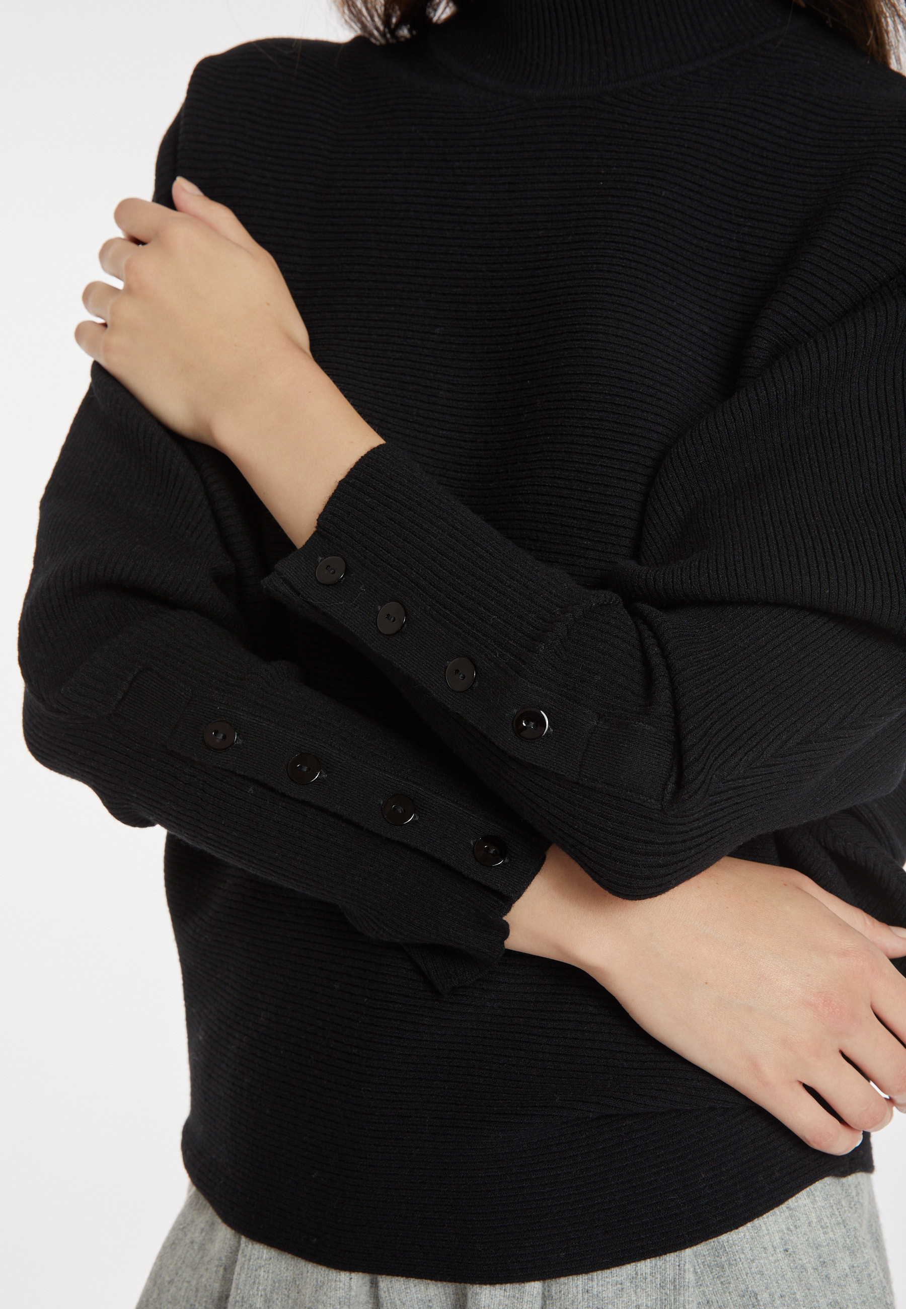 Pull ample col montant en laine  mélangée - Caly 8210